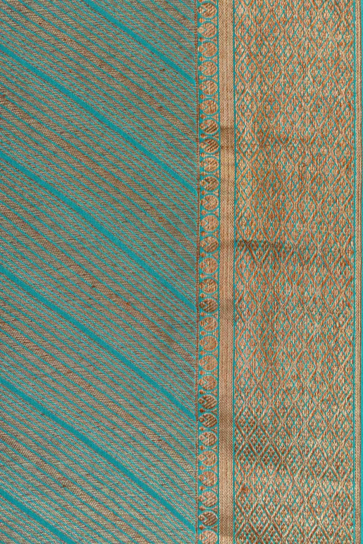 Border image of Sky Blue Dual Tone Banarasi Georgette Saree with Zari Brocade on the body and Zari Border. 