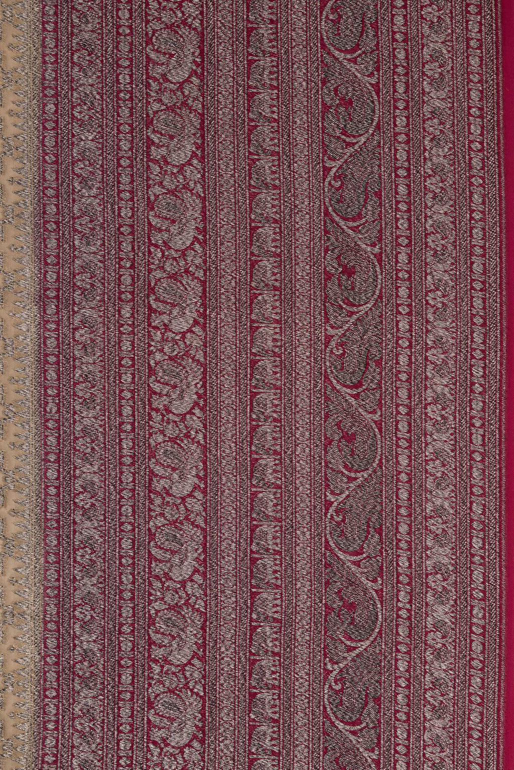 Border image of Rani Pink Double Ikat Saree with Ikat Print on the body and Ikat Border. 