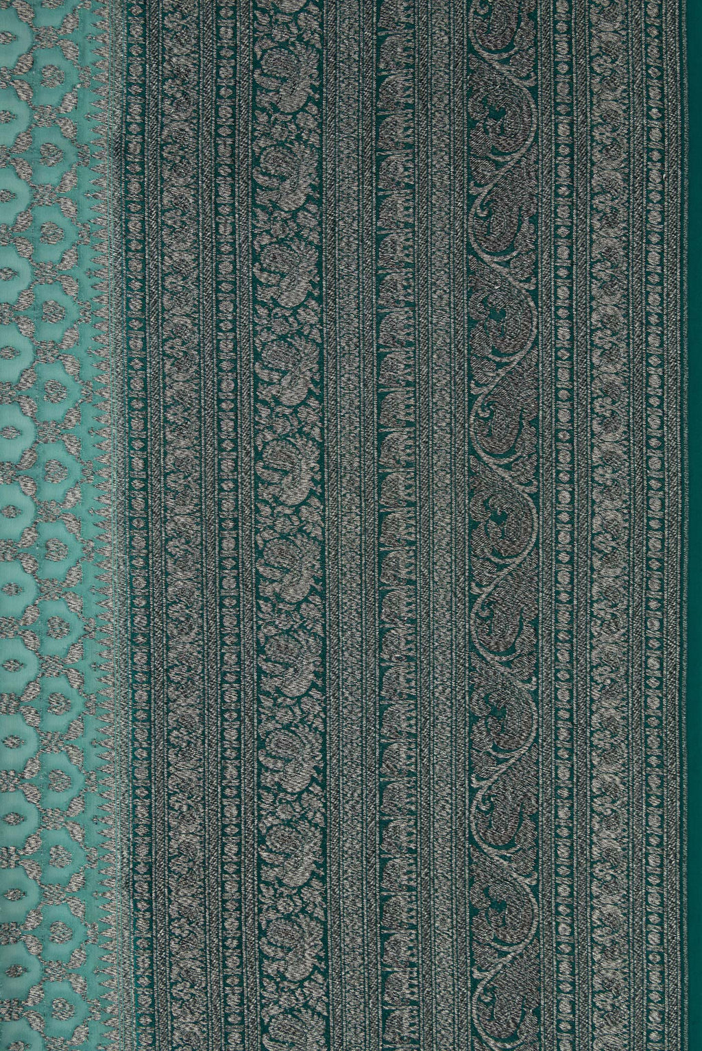 Border image of Green Dual Tone Mysore Georgette Saree with Zari Brocade on the body and Zari Border. 