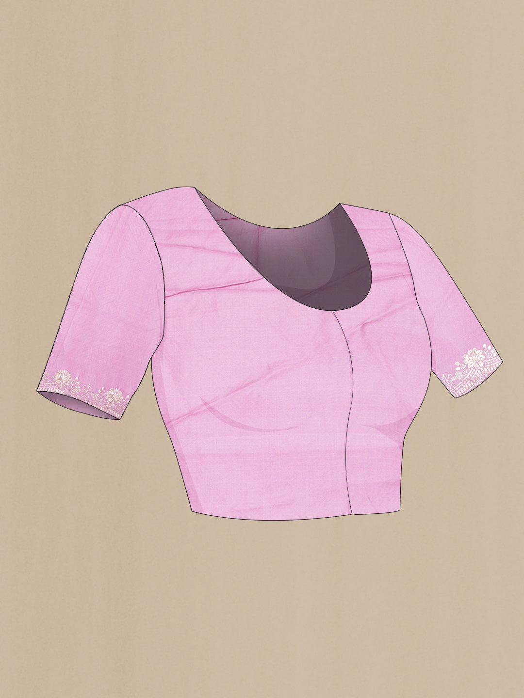 Close up image of the blouse of Multi Color Tussar Silk Saree with Embroidery on the body and Embroidery Border