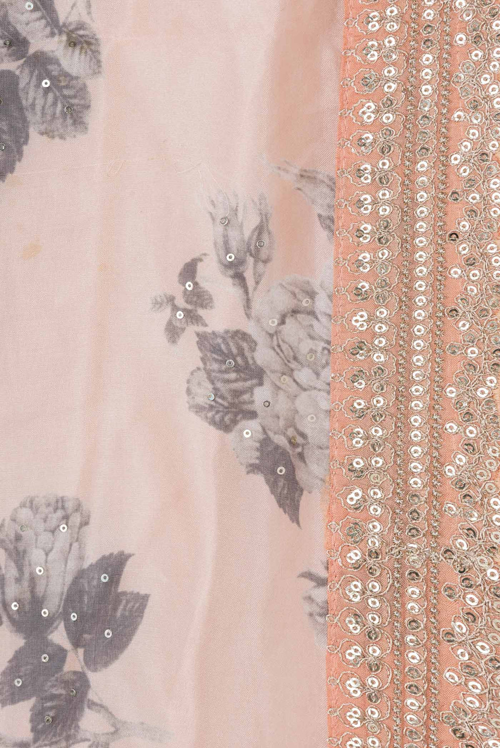 Border image of Peach Dual Tone Organza Silk Saree with Zari Butta on the body and Zari Border. 