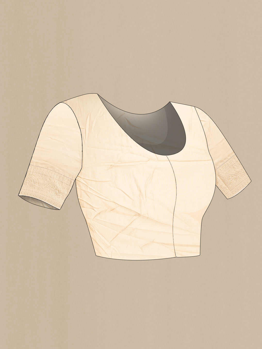 Close up image of the blouse of Light Blue Dual Tone Chanderi Silk Saree with Printed design on the body and Embroidery Border. 