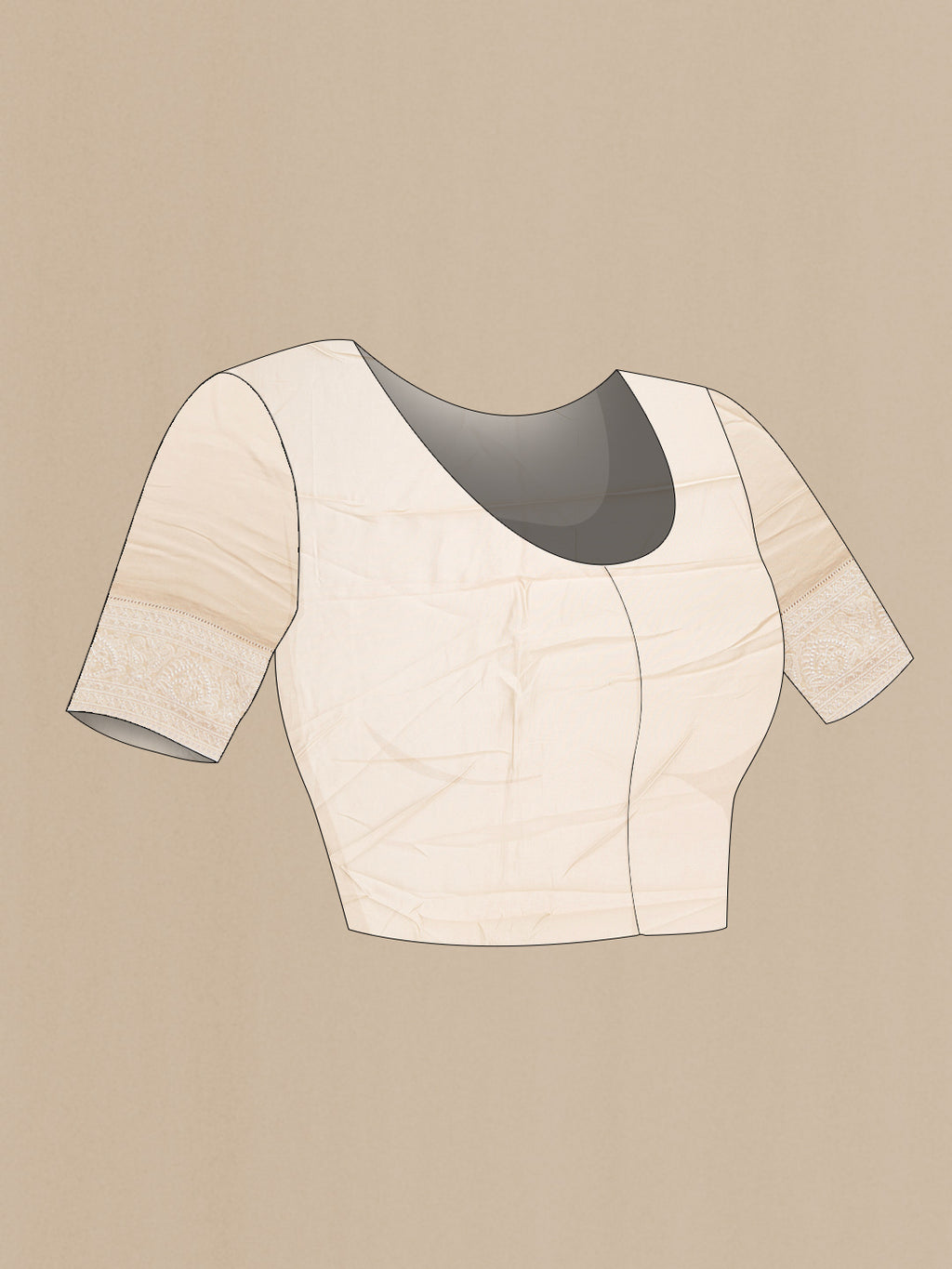 Close up image of the blouse of Pink Dual Tone Chanderi Silk Saree with Printed design on the body and Embroidery Border. 