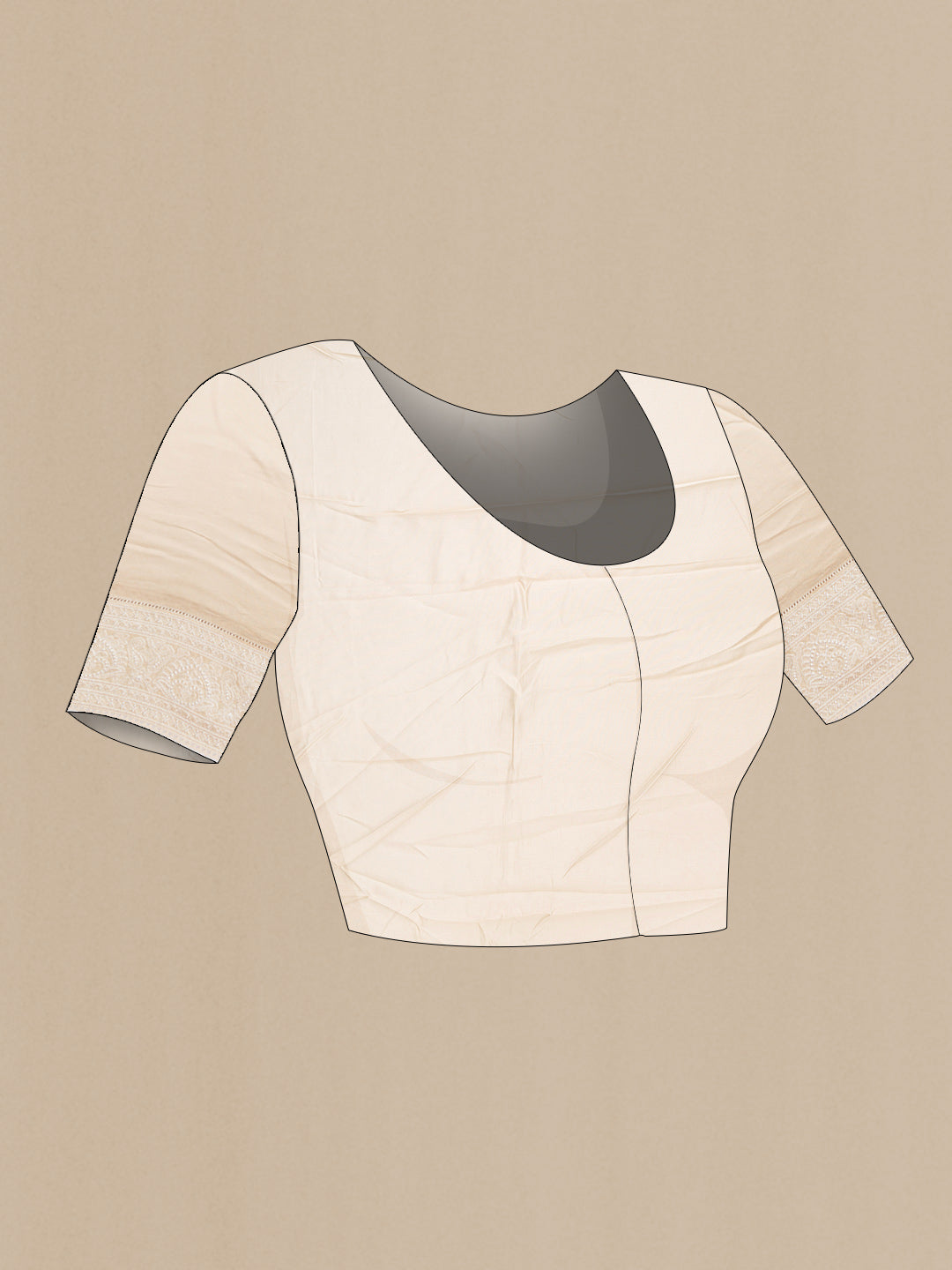 Close up image of the blouse of Pink Dual Tone Chanderi Silk Saree with Printed design on the body and Embroidery Border. 