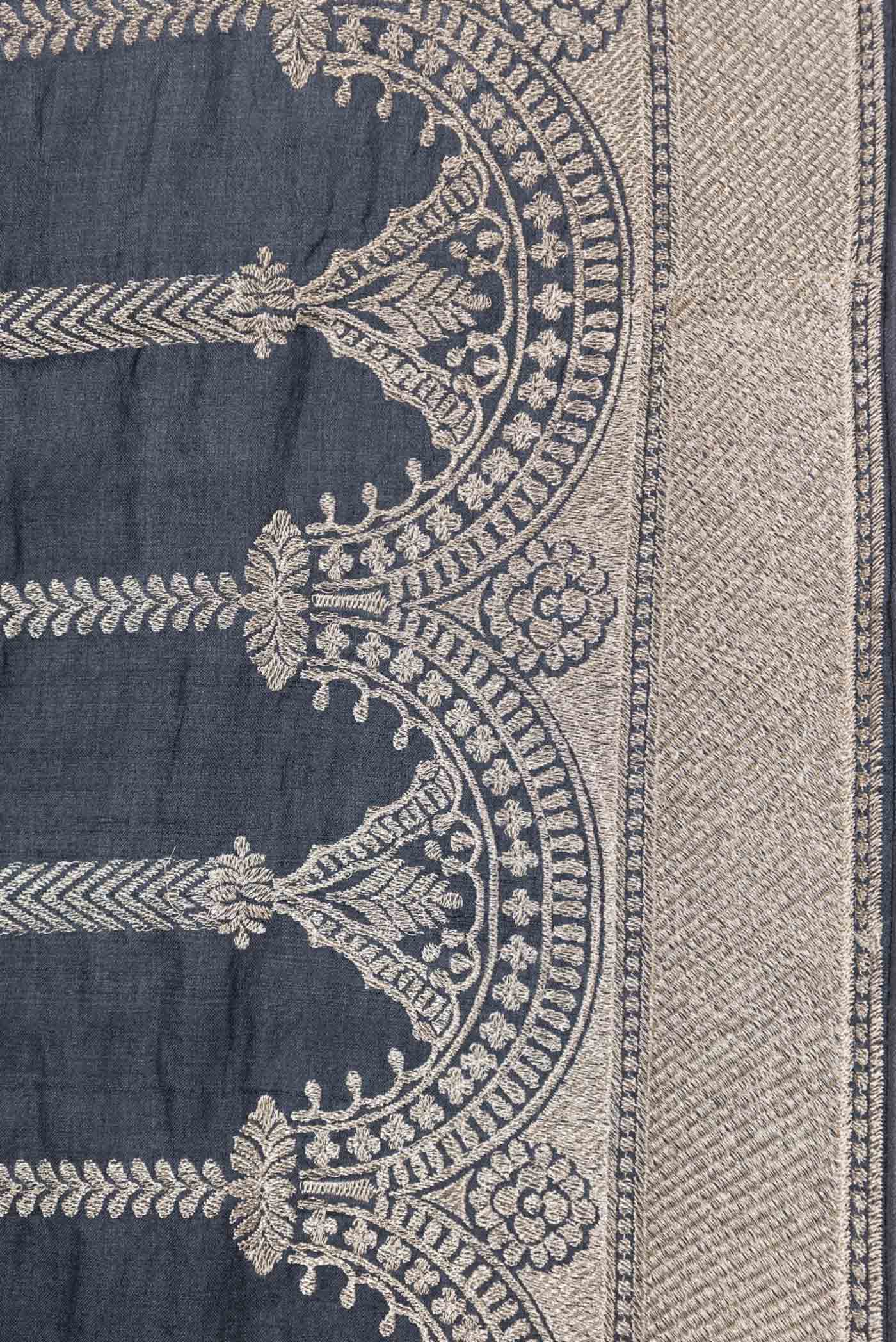 Border image of Black Dual Tone Tussar Saree with Embroidery on the body and Embroidery Border