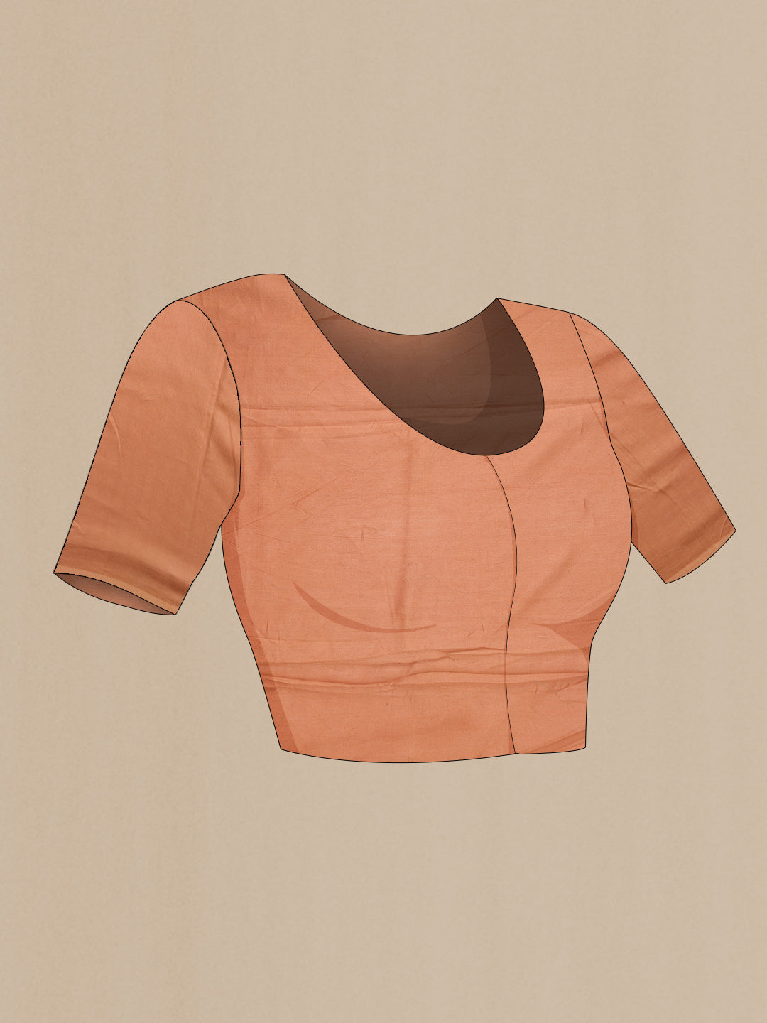 Close up image of the blouse of Brown Dual Tone Organza Silk Saree with Printed design on the body and Embroidery Border. 