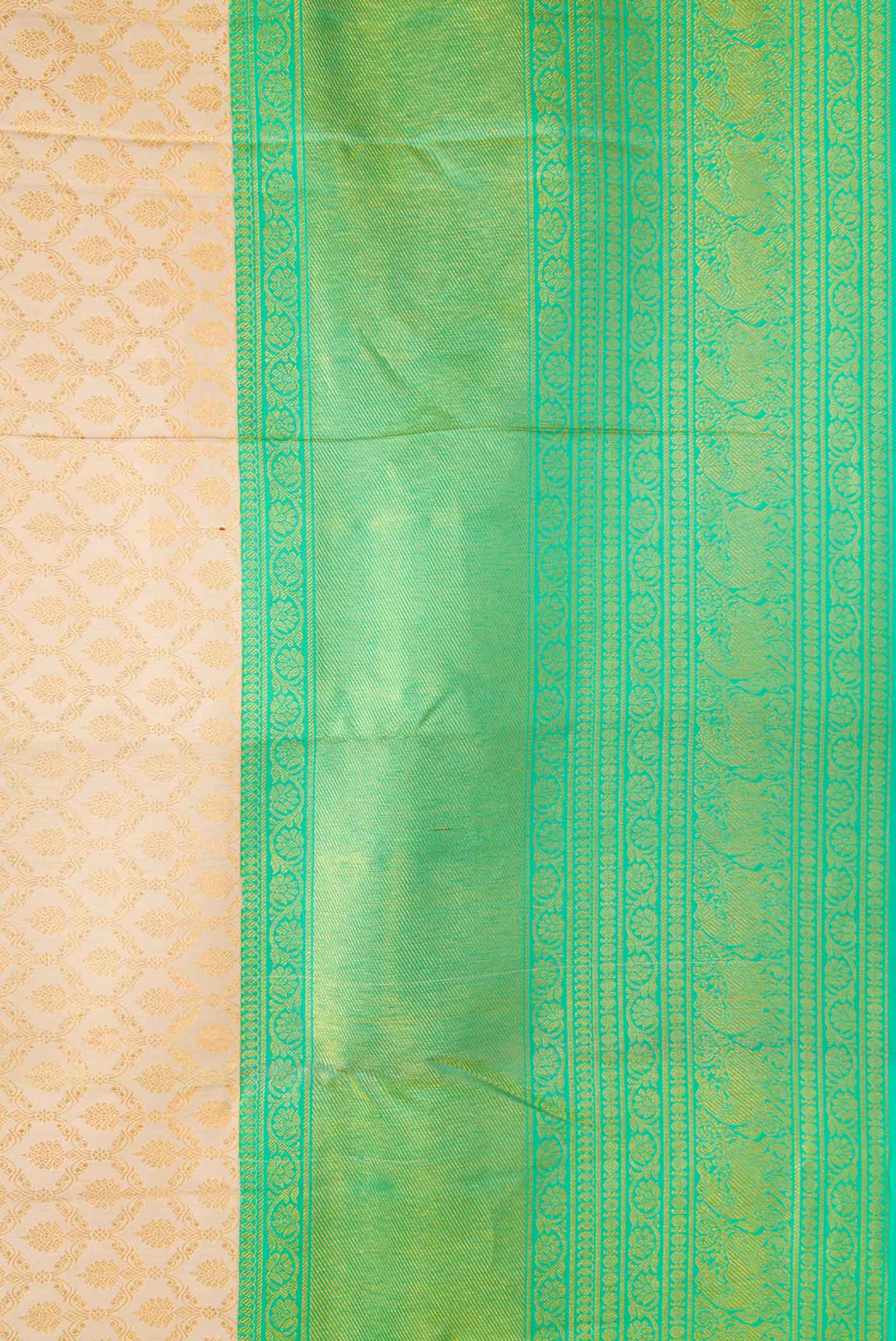 Border image of Sandal Dual Tone Kanchipuram Saree with Zari Brocade on the body and Zari Border