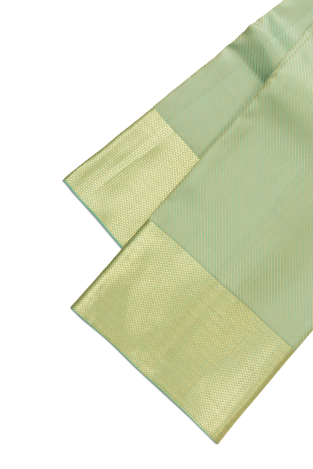 Pista Green Silk Dhoti With Angavastram (9X 5) Muzham with Zari Brocade on the body and Zari Border