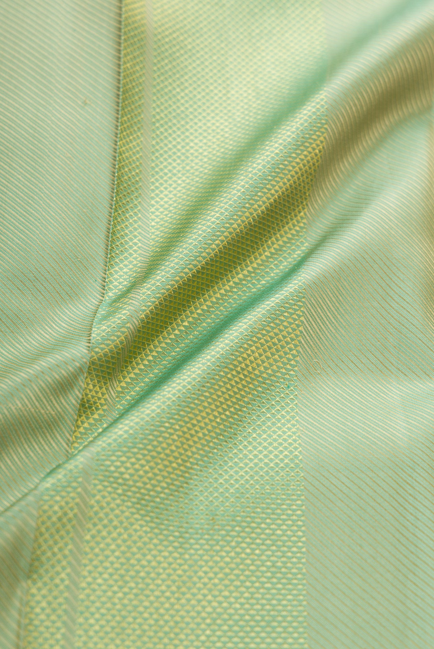 Pista Green Silk Dhoti With Angavastram (9X 5) Muzham with Zari Brocade on the body and Zari Border