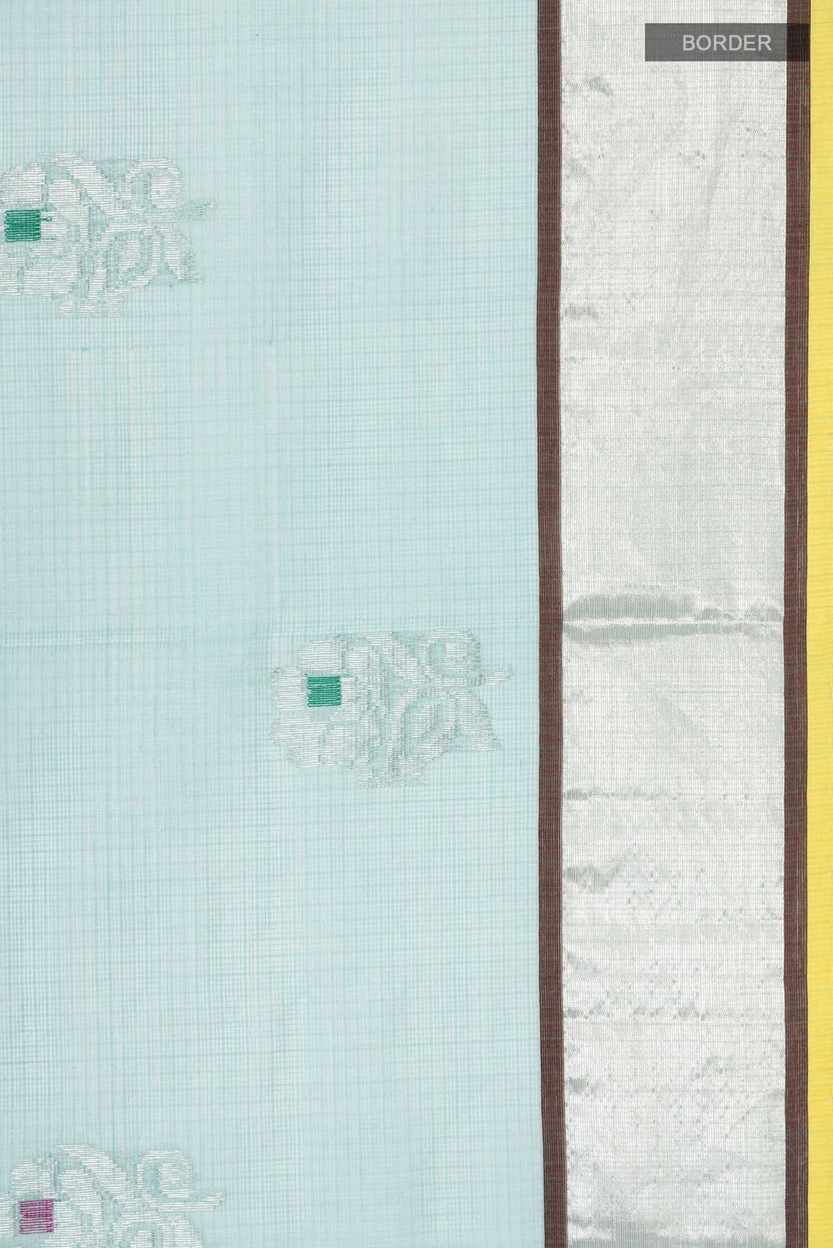 Border image of Green Kota Silk Saree with Zari And Thread Butta on the body and Zari Border