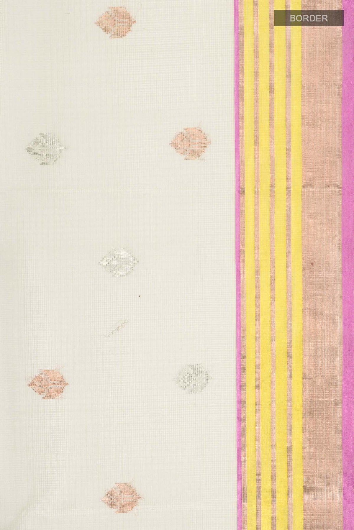 Border image of Yellow Kota Silk Saree with Zari Butta on the body and Zari Border