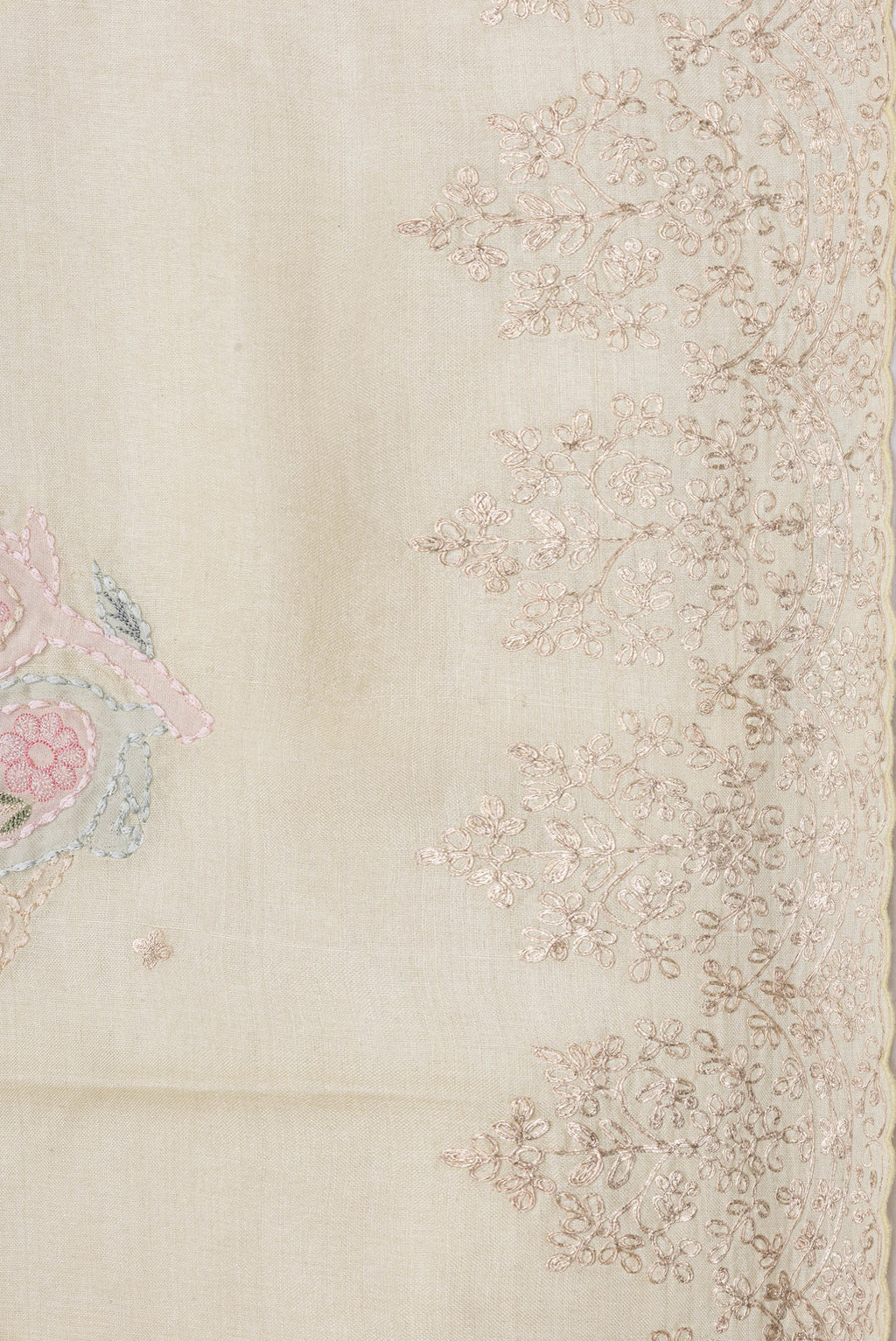 Border image of Sandal Dual Tone Tussar Silk Saree with Embroidery on the body and Embroidery Border. 