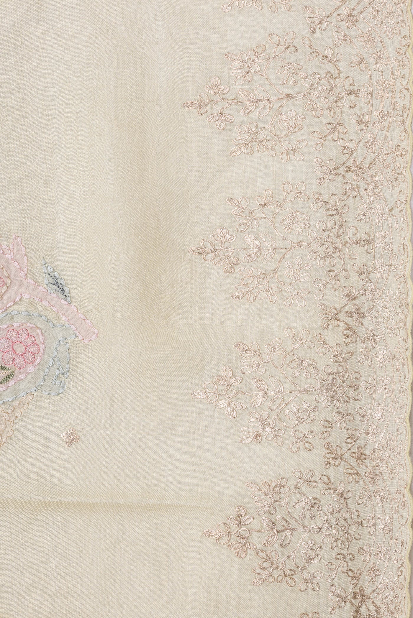 Border image of Sandal Dual Tone Tussar Silk Saree with Embroidery on the body and Embroidery Border. 