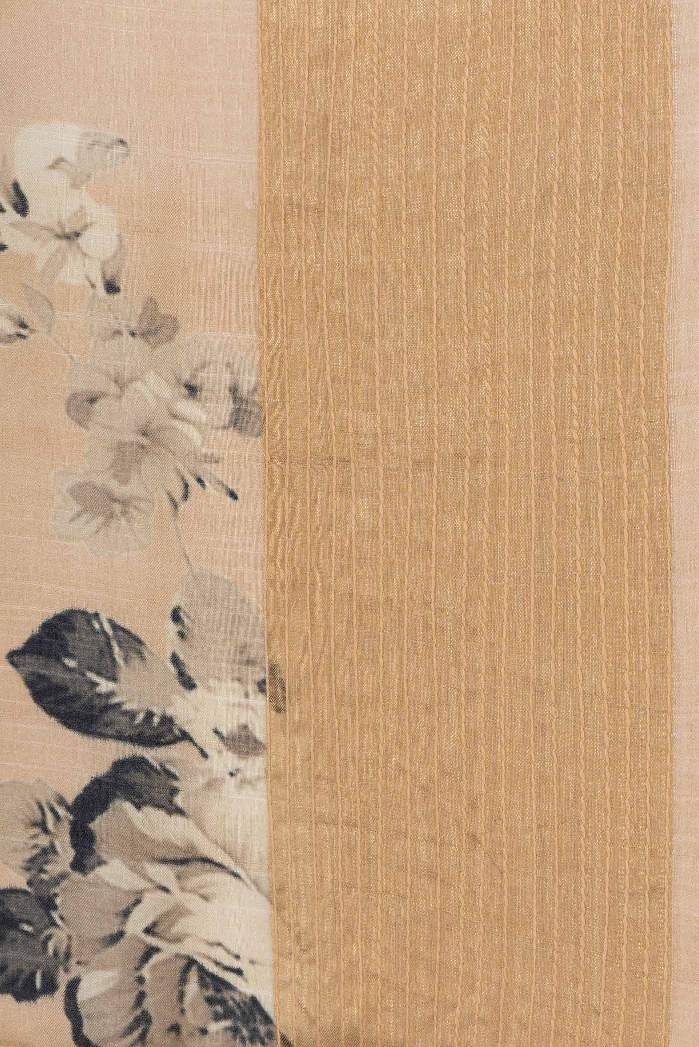 Border image of Beige Dual Tone Tussar Saree with Printed design on the body and Zari Border