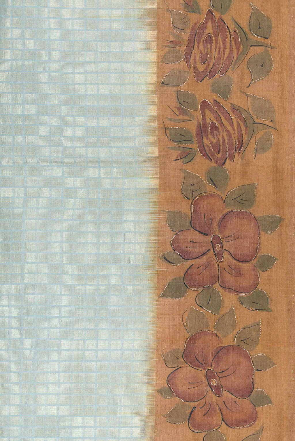 Border image of Maya Blue Dual Tone Tussar Silk Saree with Zari Brocade on the body and Embroidery Border. 