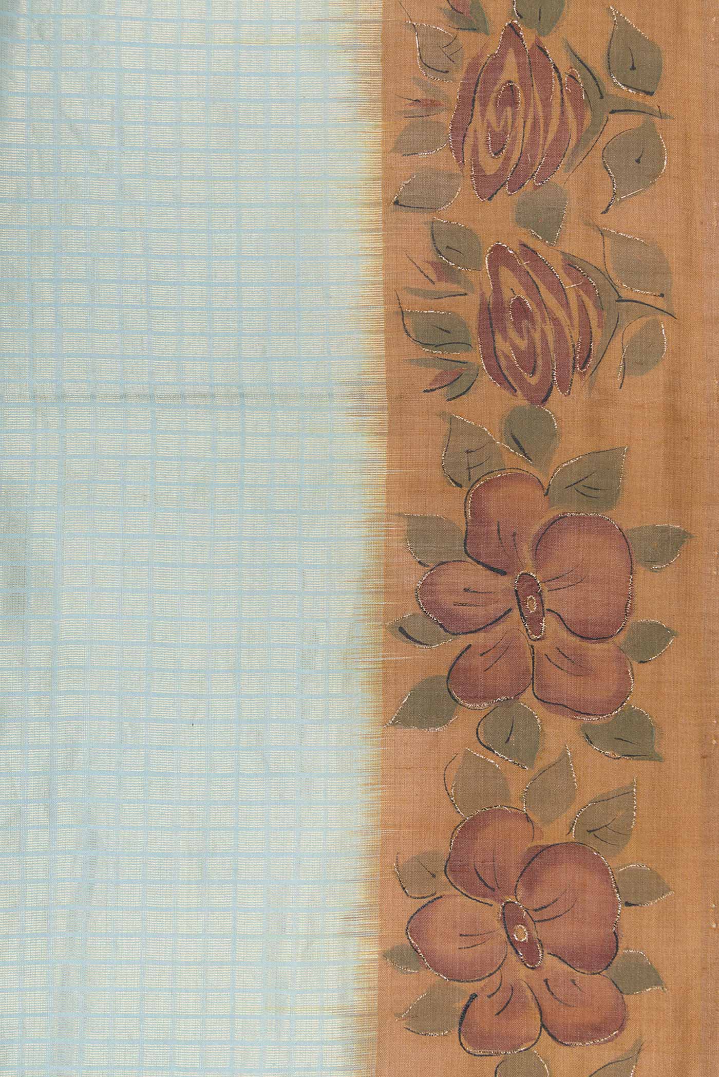 Border image of Maya Blue Dual Tone Tussar Silk Saree with Zari Brocade on the body and Embroidery Border. 