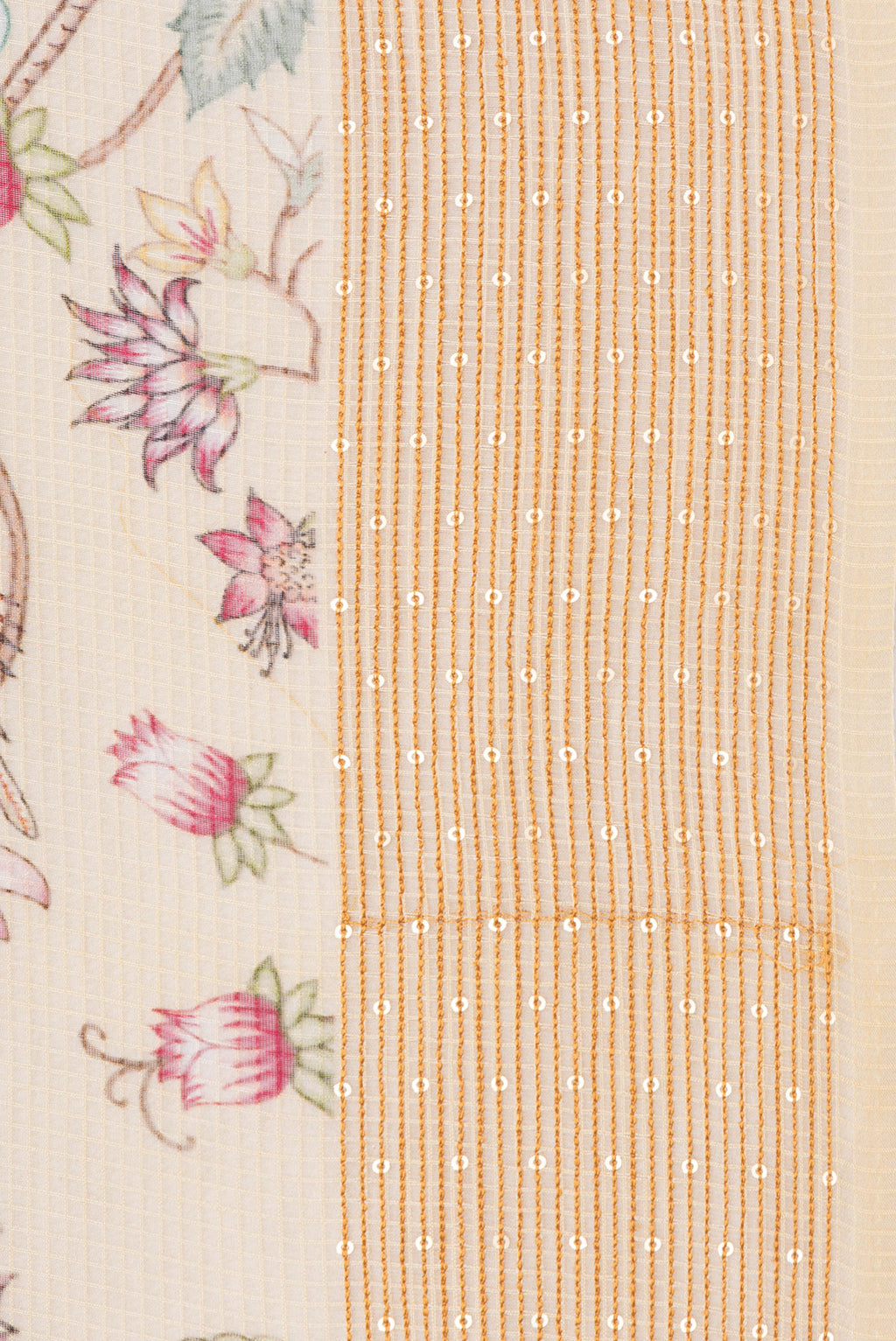 Border image of Sandal Dual Tone Kota Silk Saree with Checked design on the body and Zari Border. 