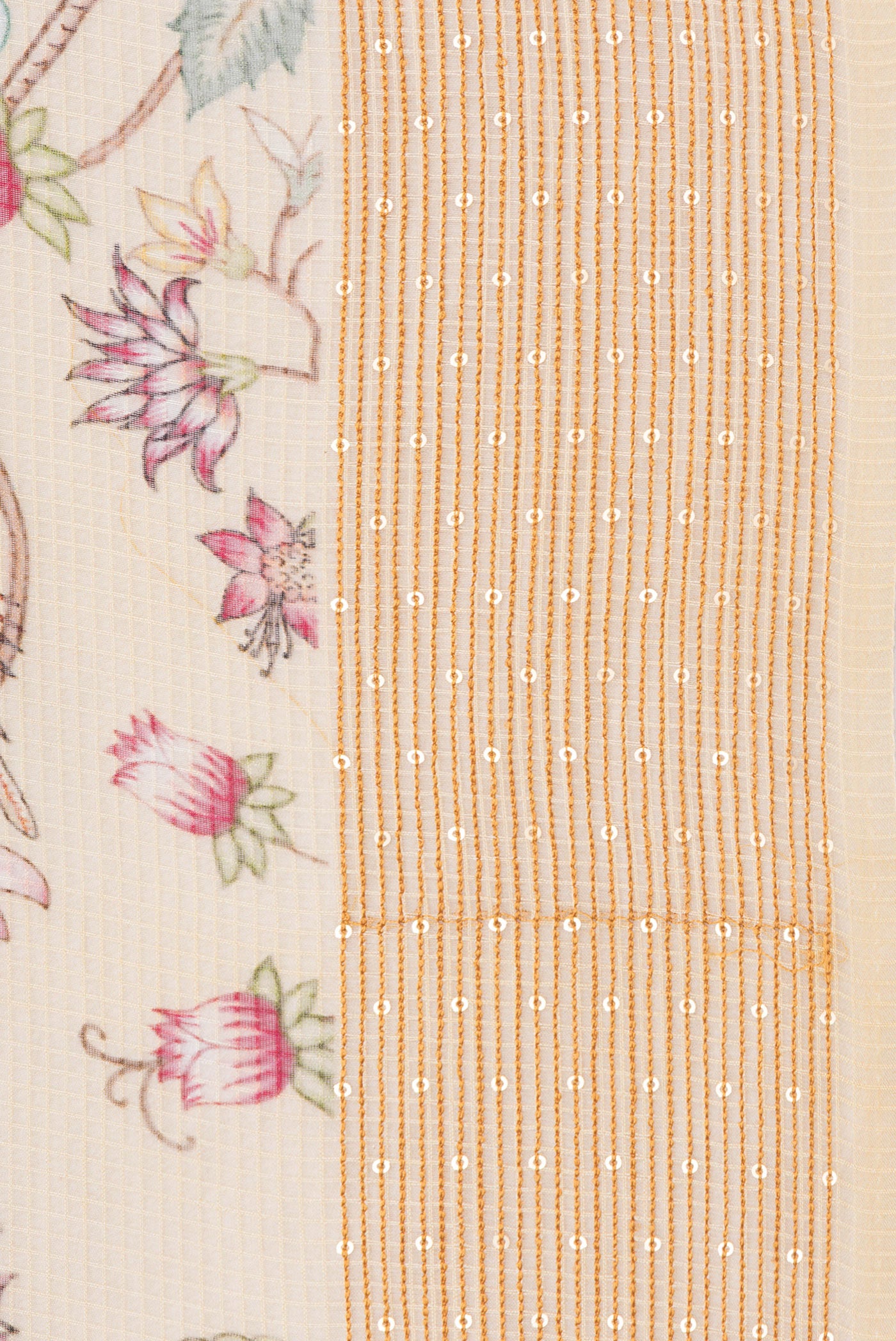 Border image of Sandal Dual Tone Kota Silk Saree with Checked design on the body and Zari Border. 