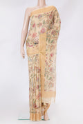 Sandal Dual Tone Kota Silk Saree with Checked design on the body and Zari Border.  displayed on a mannequin