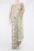 Pista Green Dual Tone Kota Silk Saree with Checked design on the body and Embroidery Border.  displayed on a mannequin