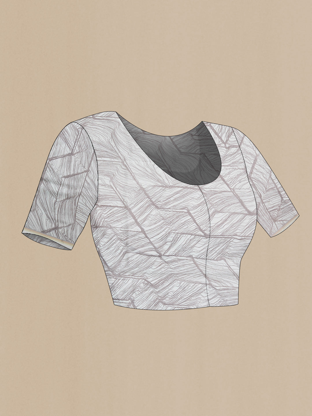 Close up image of the blouse of Beige Dual Tone Organza Silk Saree with Embroidery on the body and Fancy Border