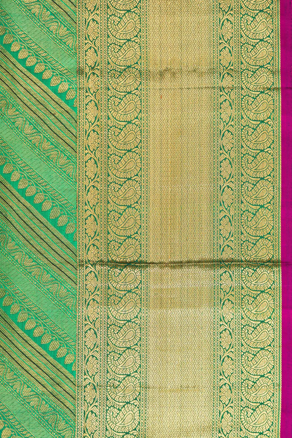 Border image of Green Dual Tone Kanchipuram Silk Saree with Zari Brocade on the body and Zari Border. 