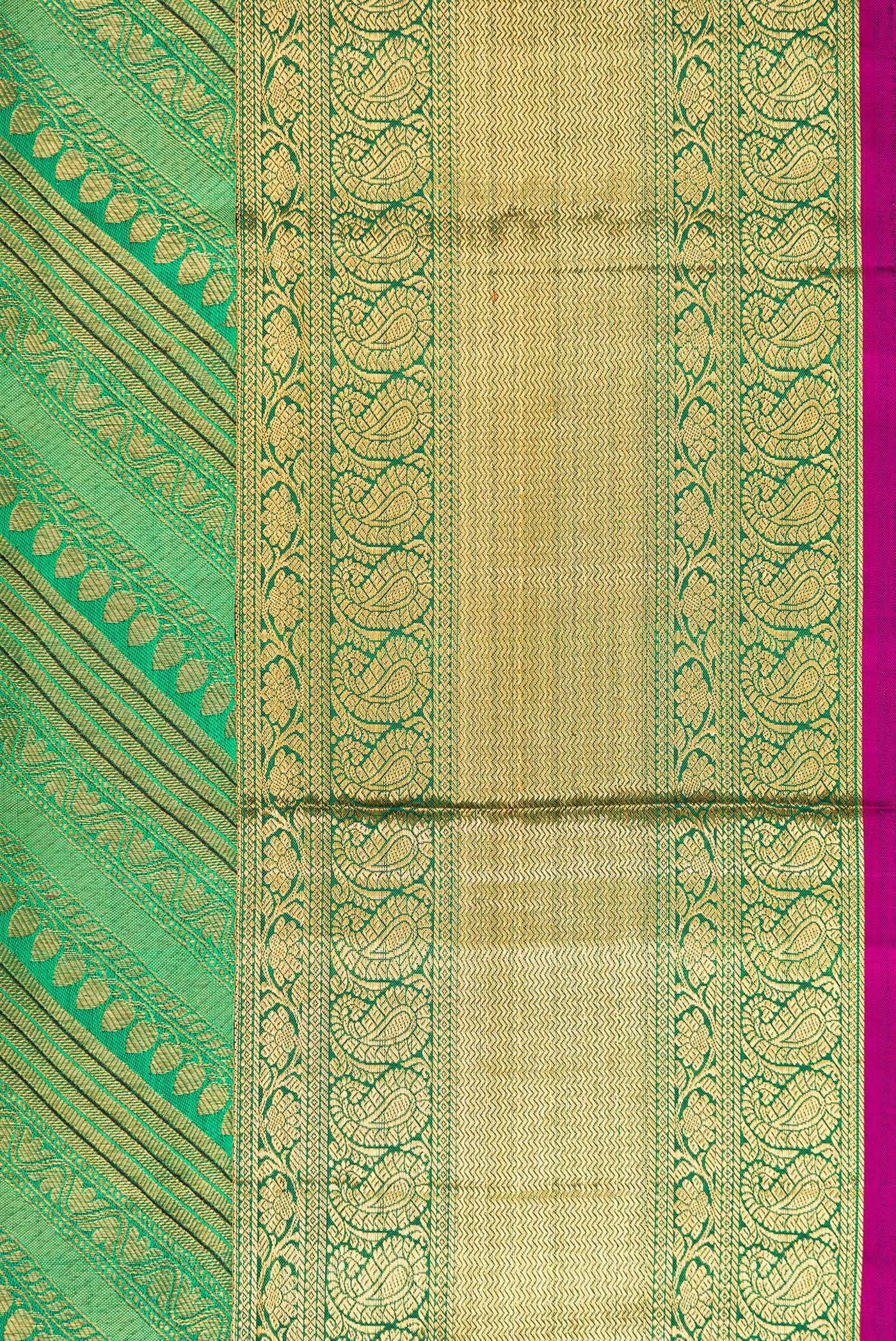 Border image of Green Dual Tone Kanchipuram Silk Saree with Zari Brocade on the body and Zari Border. 
