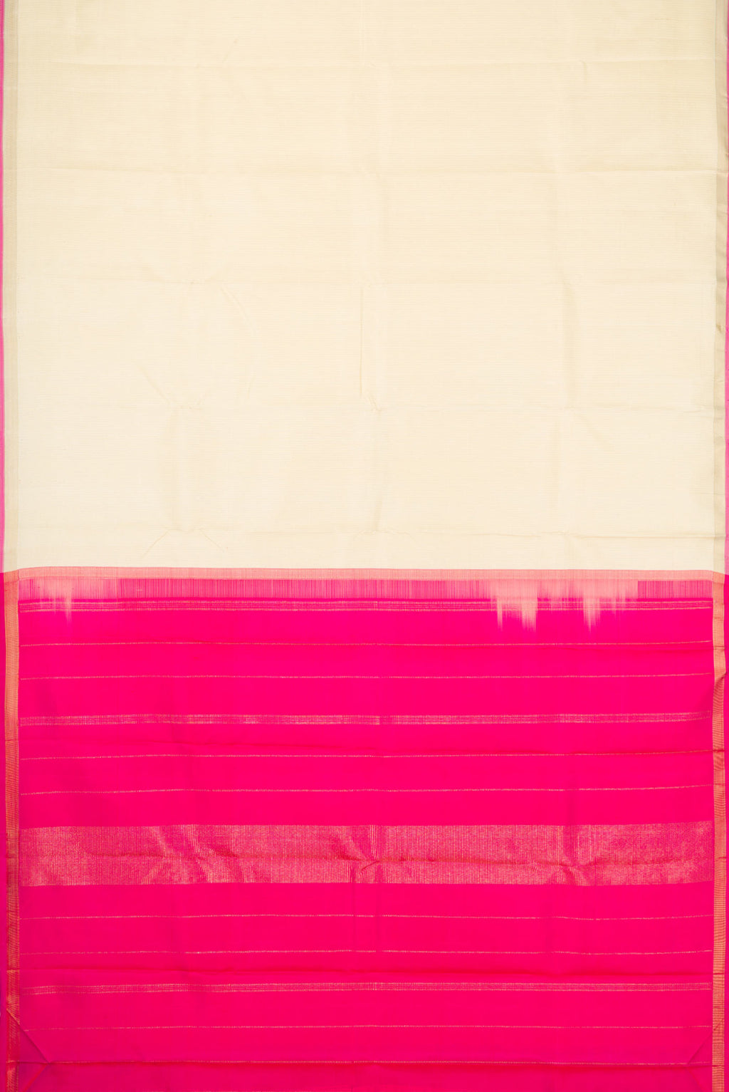 Flat view of Sandal Dual Tone Kanchipuram Silk Saree with Stripes on the body and Thin Zari Line