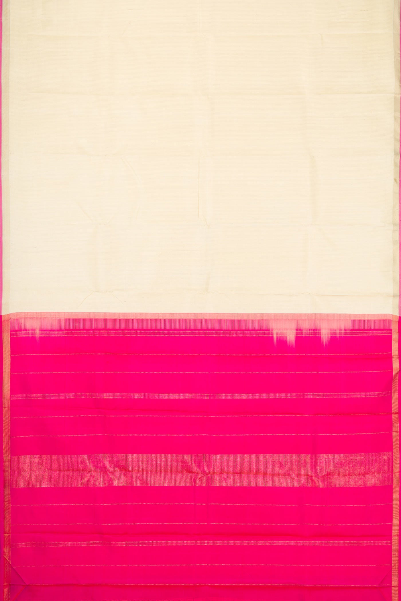 Flat view of Sandal Dual Tone Kanchipuram Silk Saree with Stripes on the body and Thin Zari Line
