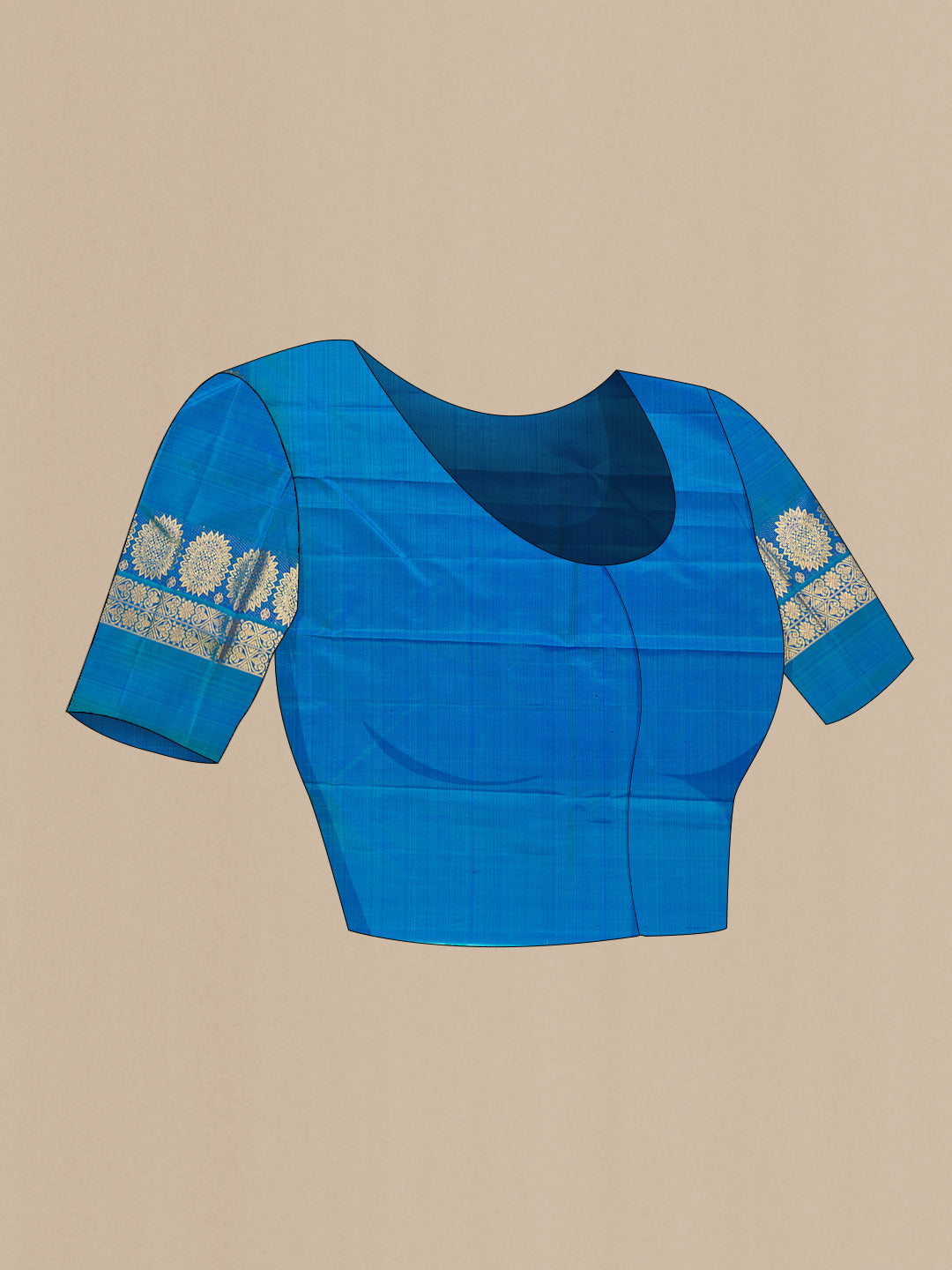Close up image of the blouse of Pista Green Dual Tone Kanjivaram Silk Saree with Stripes on the body and Fancy Border. 