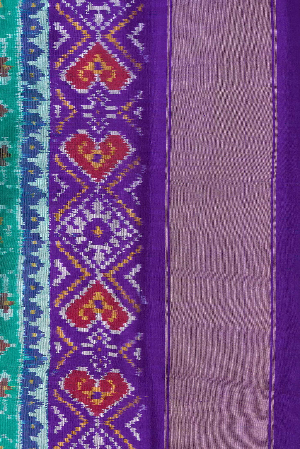 Border image of Sea Green Dual Tone Double Ikat Saree with Ikat Print on the body and Ikat Border. 