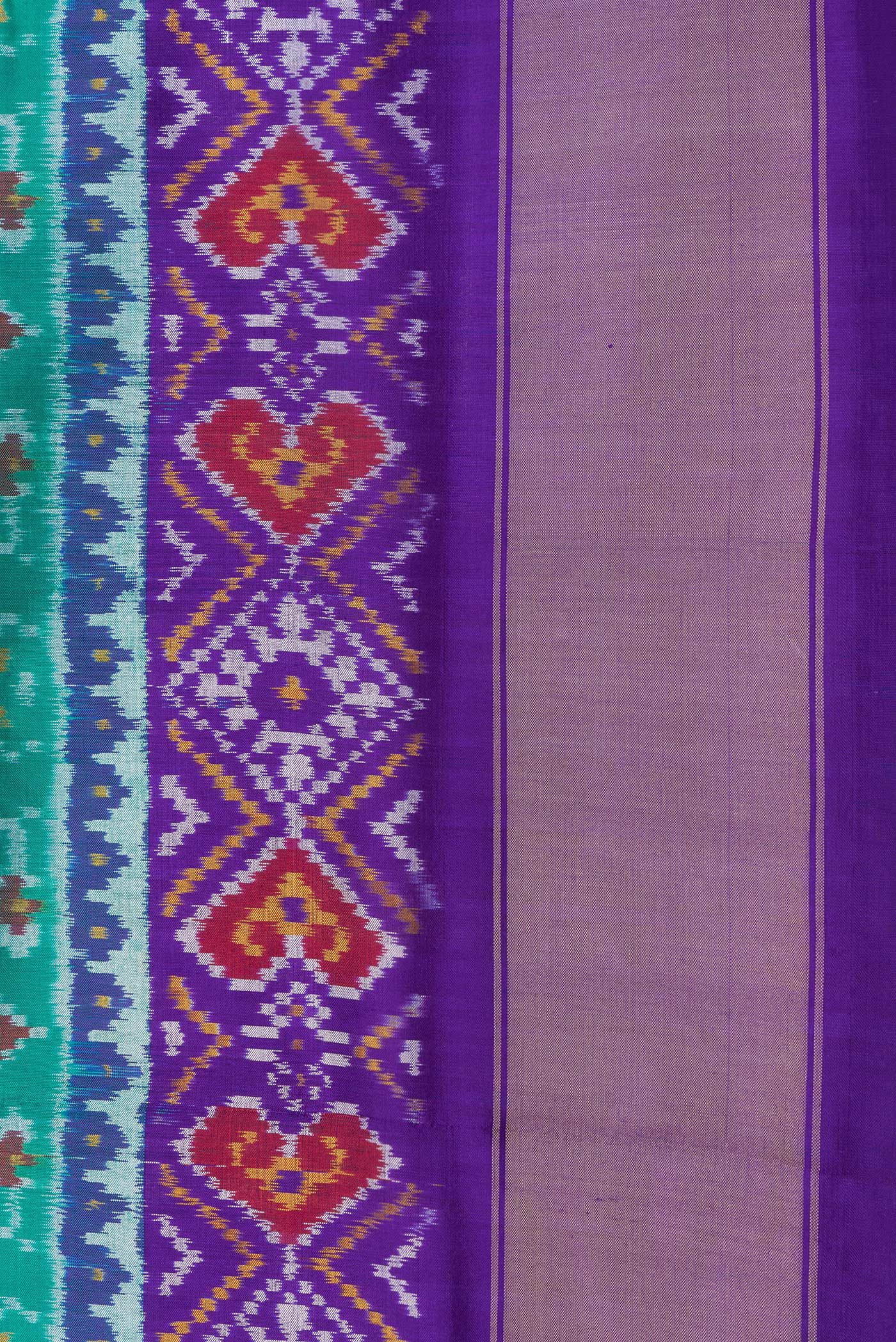 Border image of Sea Green Dual Tone Double Ikat Saree with Ikat Print on the body and Ikat Border. 