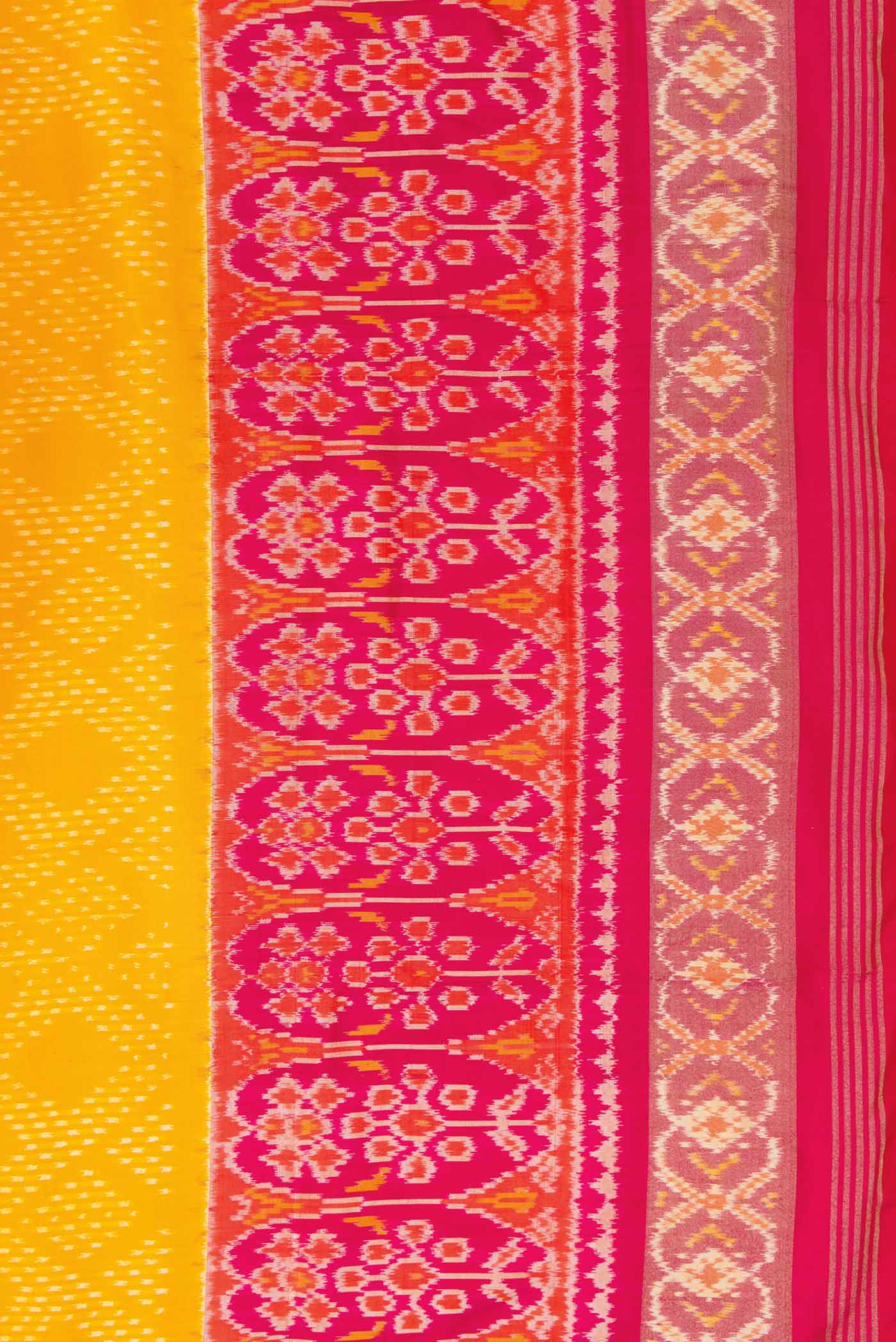 Border image of Yellow Pochampally Silk Saree with Pure Ikat on the body and Zari Border