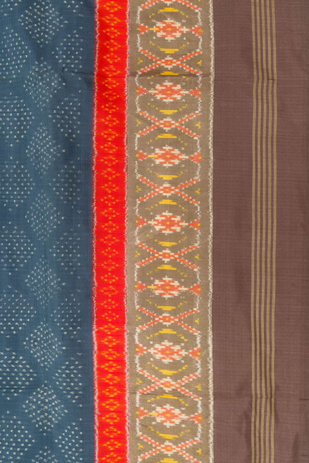 Border image of Grey Dual Tone Double Ikat Saree with Ikat Print on the body and Ikat Border. 