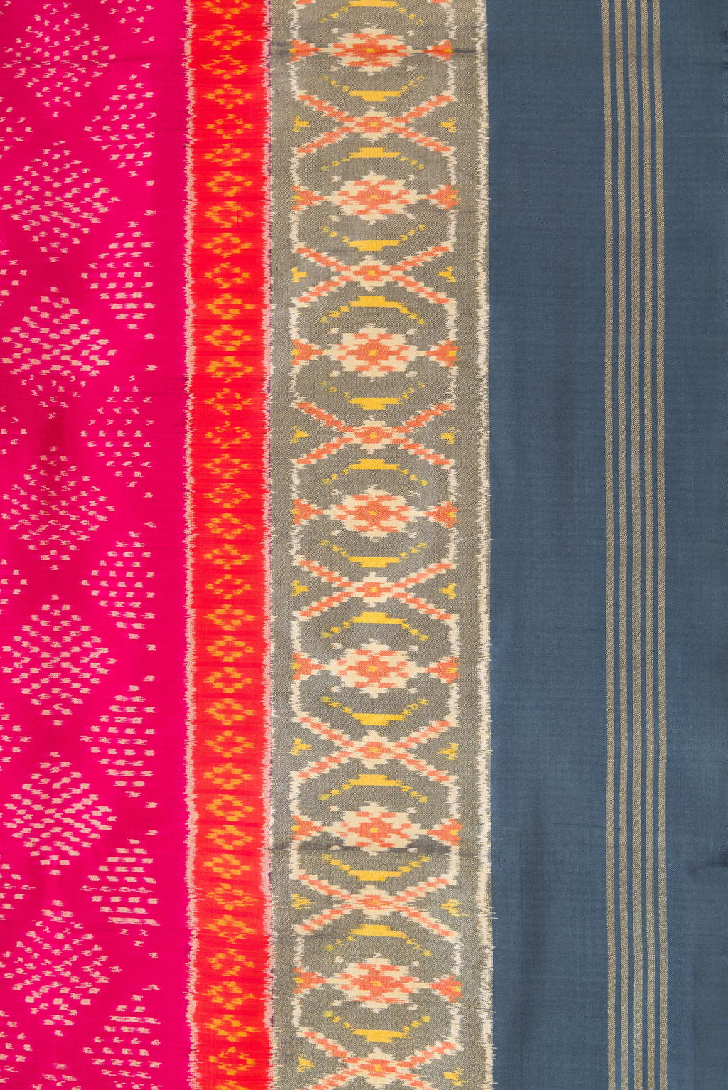 Border image of Pink Dual Tone Double Ikat Saree with Ikat Print on the body and Ikat Border. 