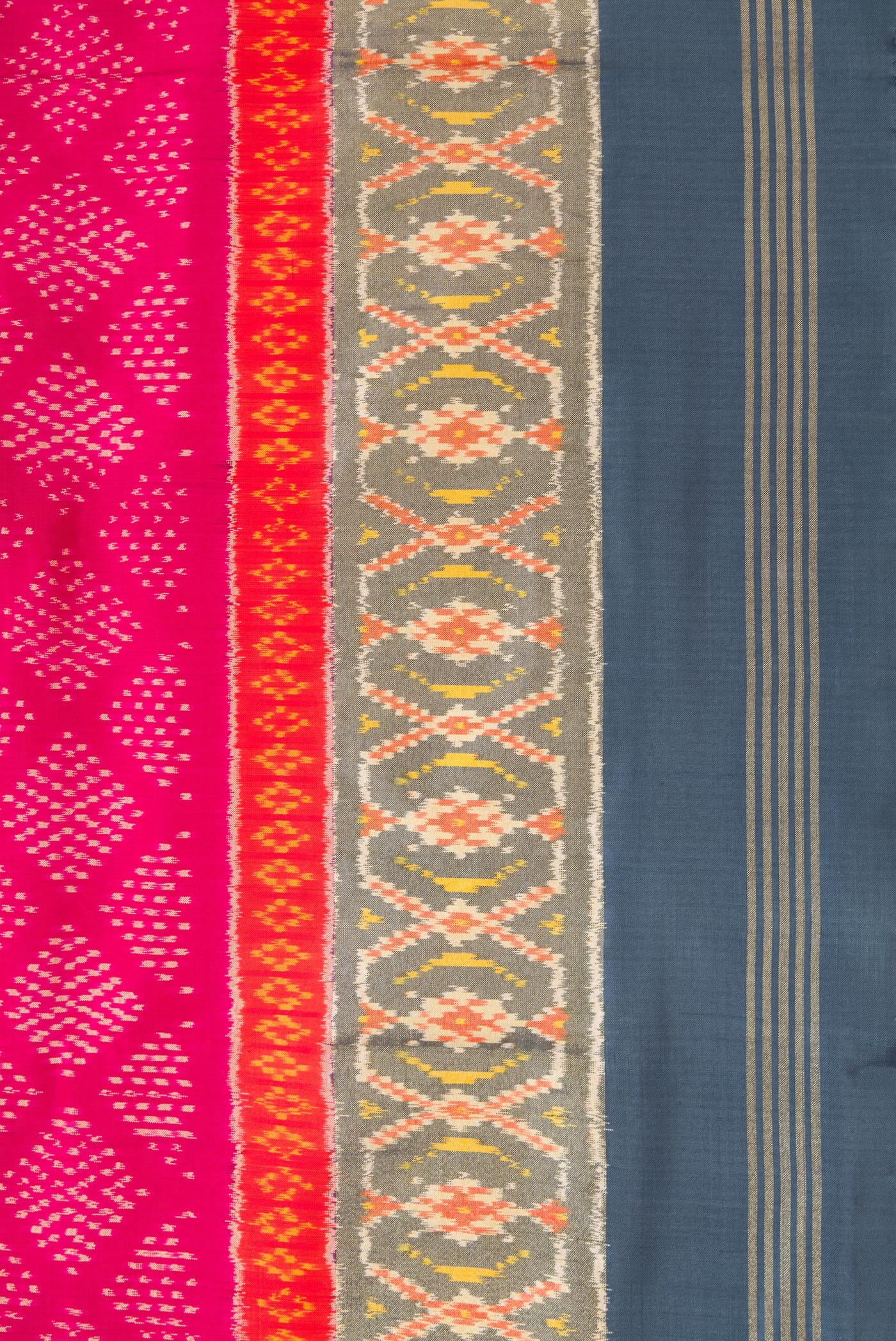 Border image of Pink Dual Tone Double Ikat Saree with Ikat Print on the body and Ikat Border. 