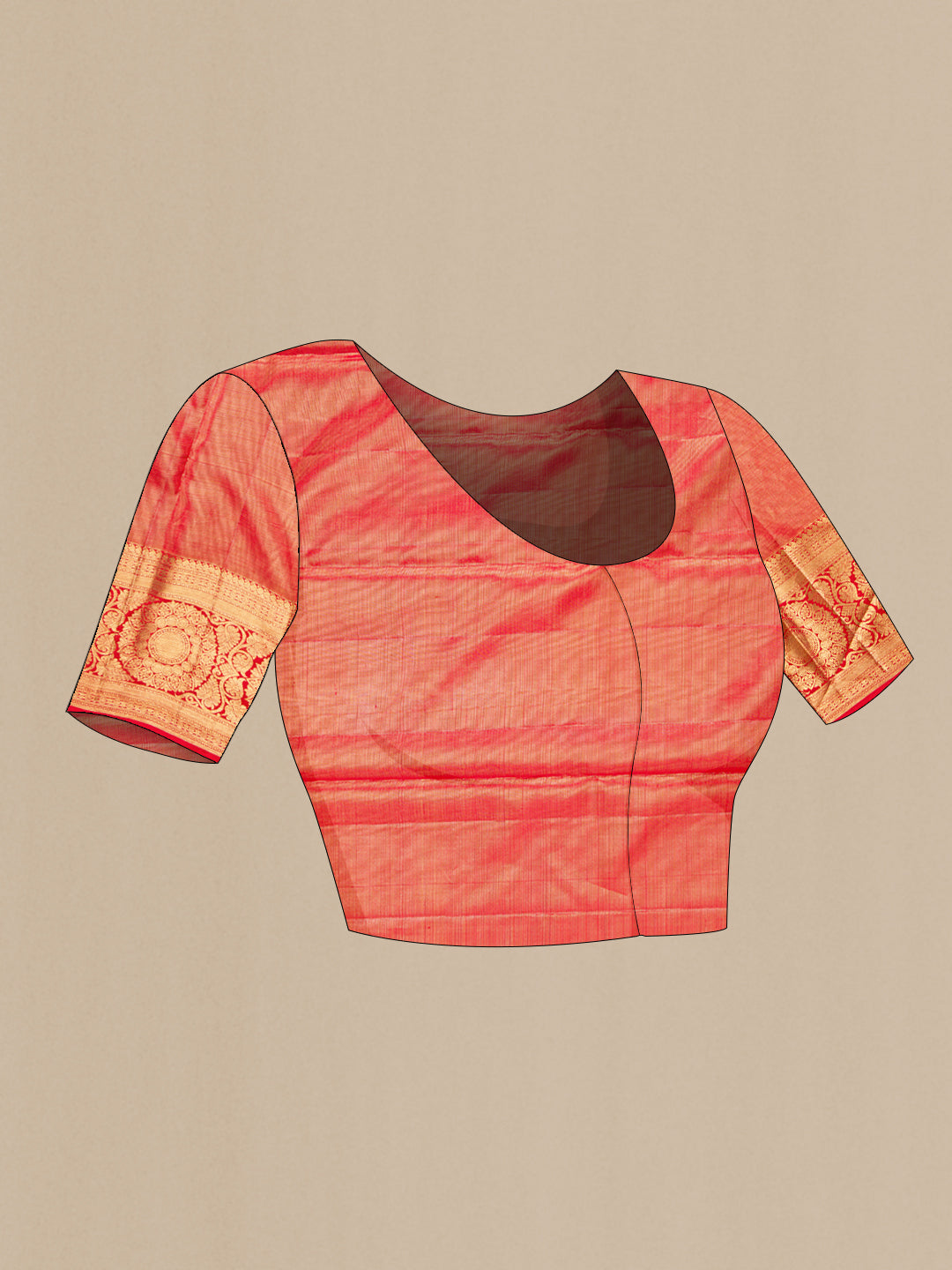 Close up image of the blouse of Green Dual Tone Kanchipuram Silk Saree with Zari Brocade on the body and Zari Border. 