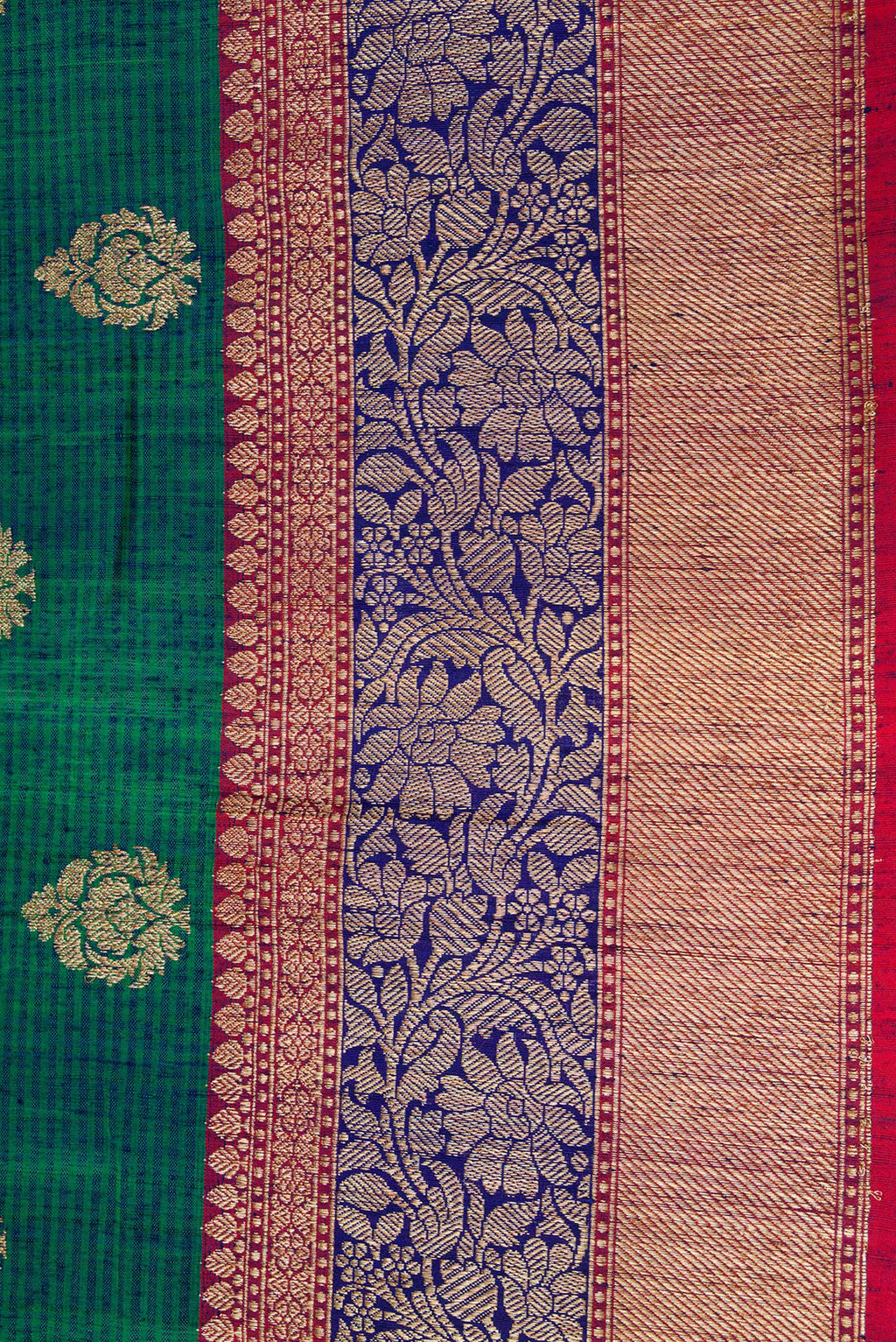 Border image of Green Dual Tone Banarasi Silk Saree with Zari Butta on the body and Fancy Border. 