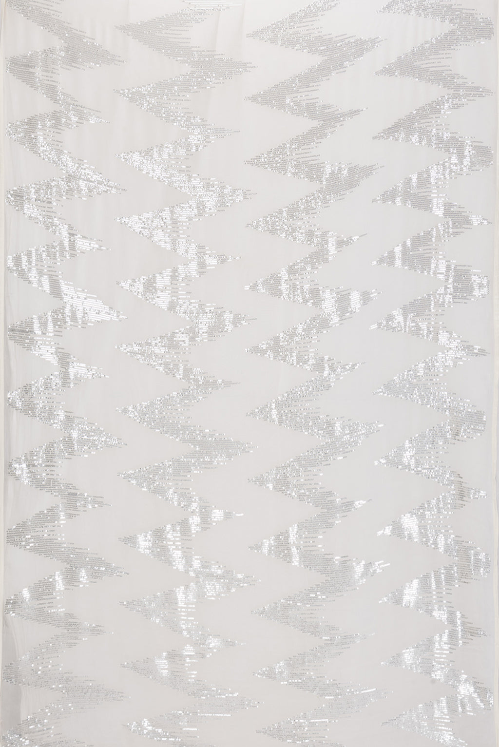 Flat view of Off White Dual Tone Georgette Saree with Embroidery on the body and Without Border. 