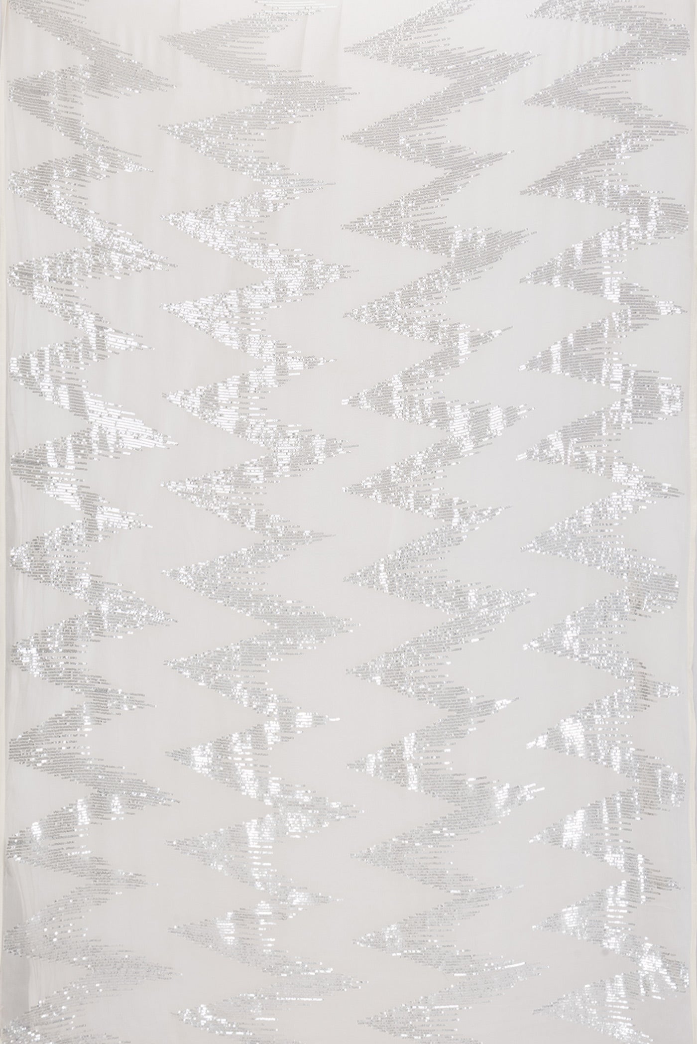 Flat view of Off White Dual Tone Georgette Saree with Embroidery on the body and Without Border. 