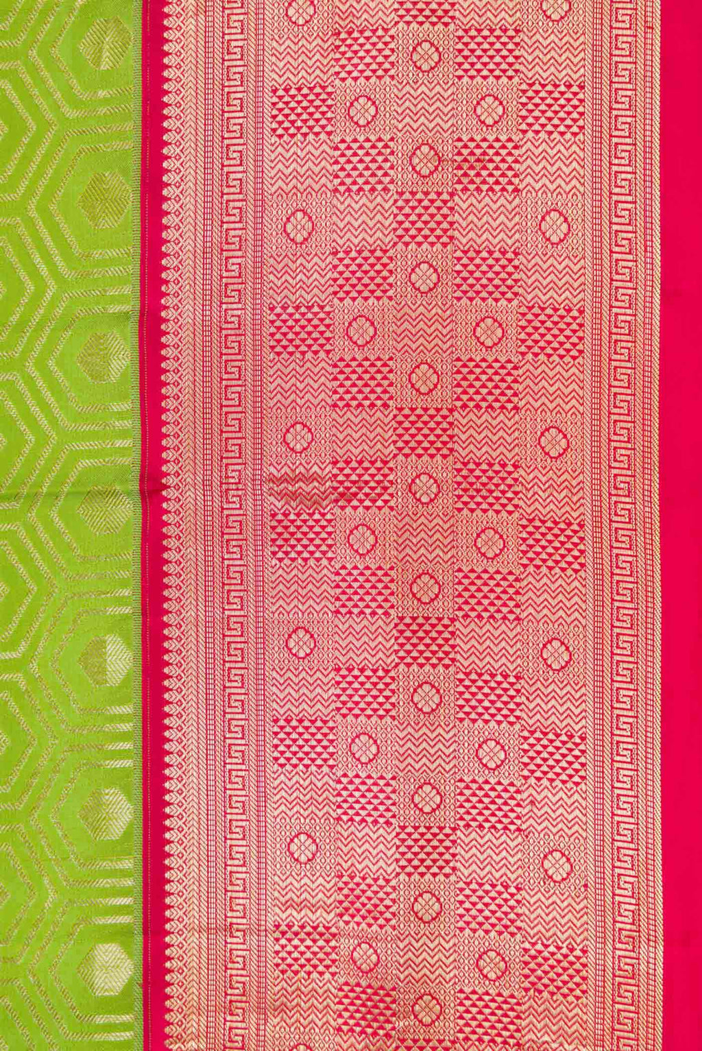Border image of Parrot Green Dual Tone Kanchipuram Silk Saree with Zari Brocade on the body and Zari Border