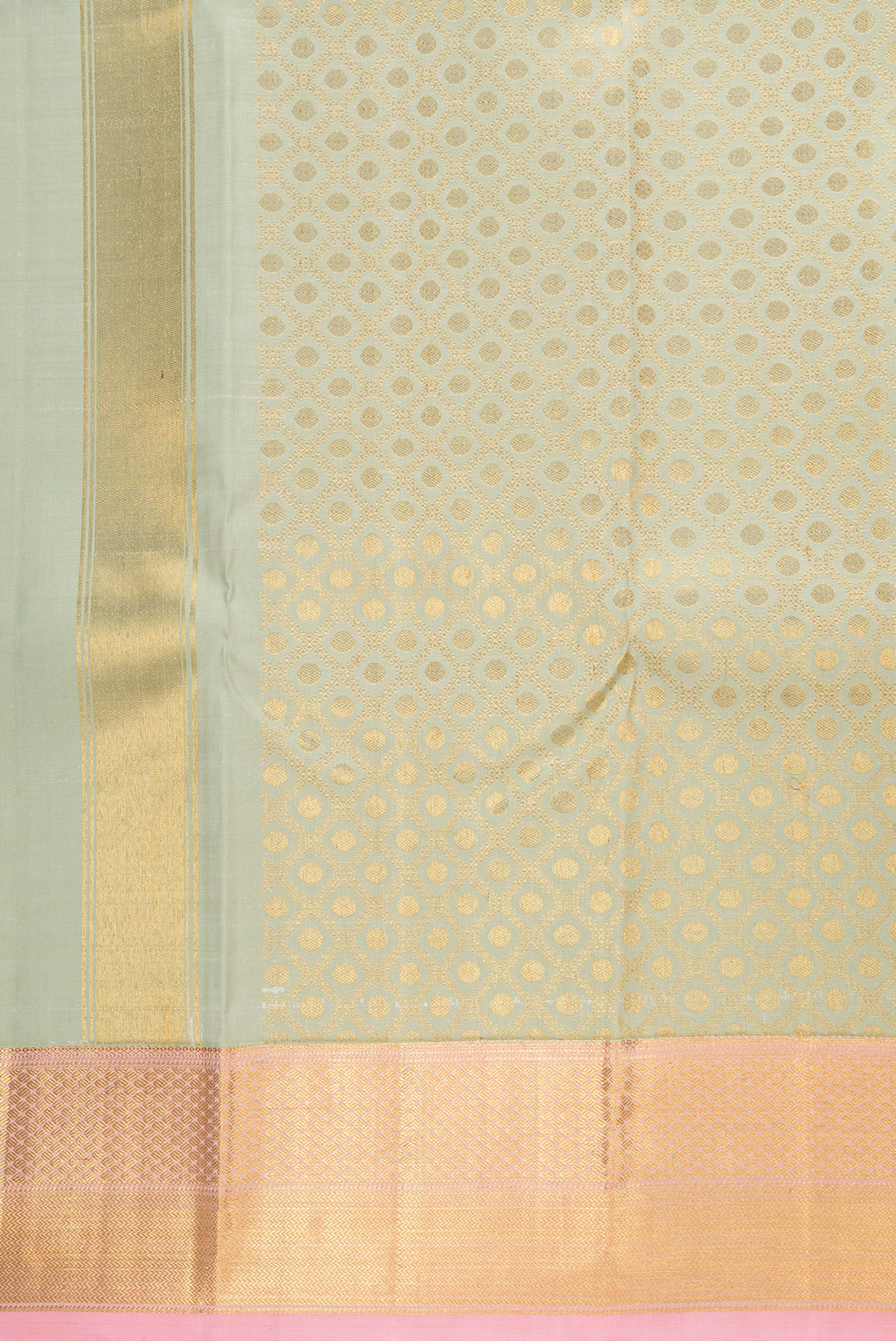 Pista Green Silk Dhoti With Angavastram (9X 5) Muzham with Zari Brocade on the body and Zari Border