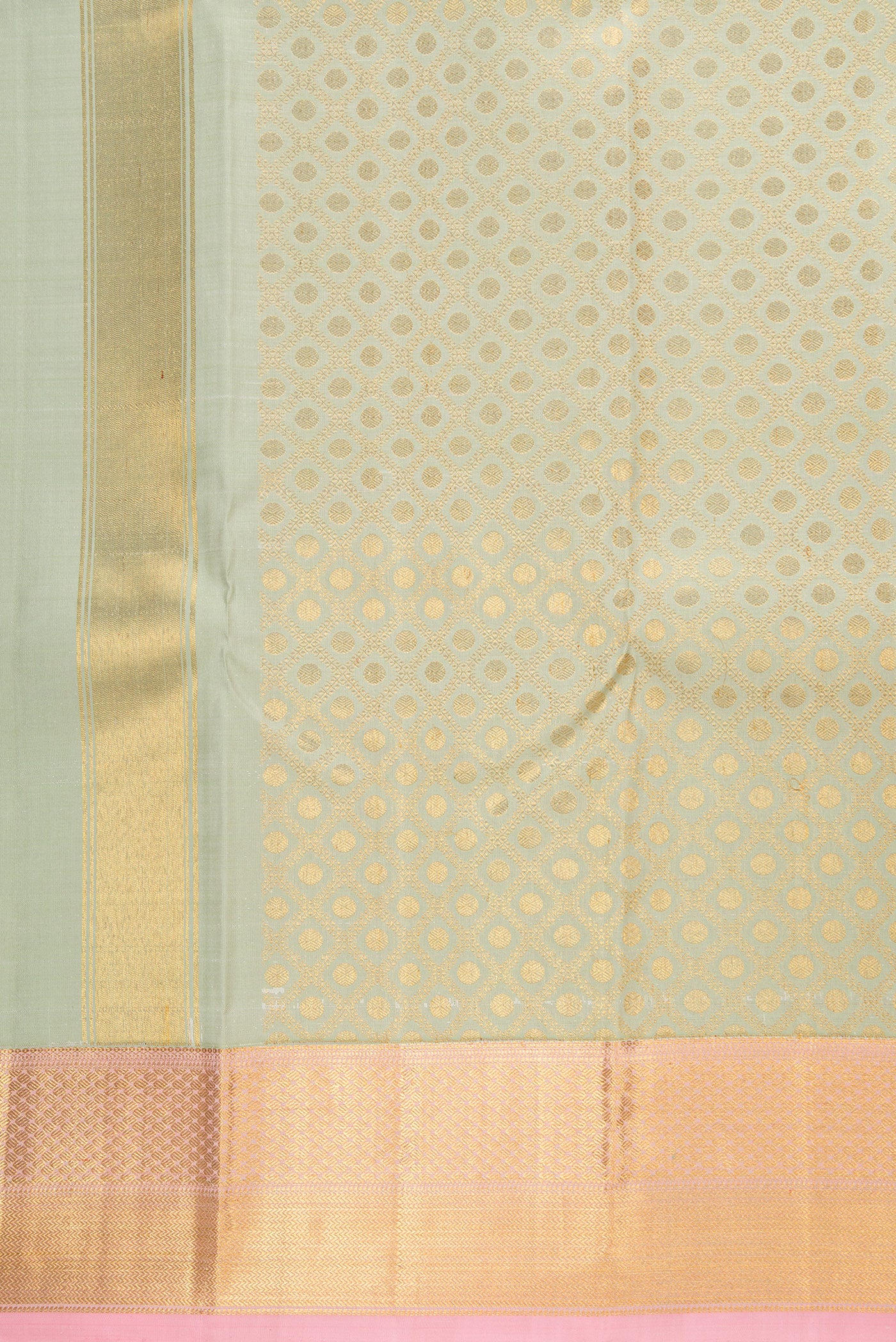 Pista Green Silk Dhoti With Angavastram (9X 5) Muzham with Zari Brocade on the body and Zari Border