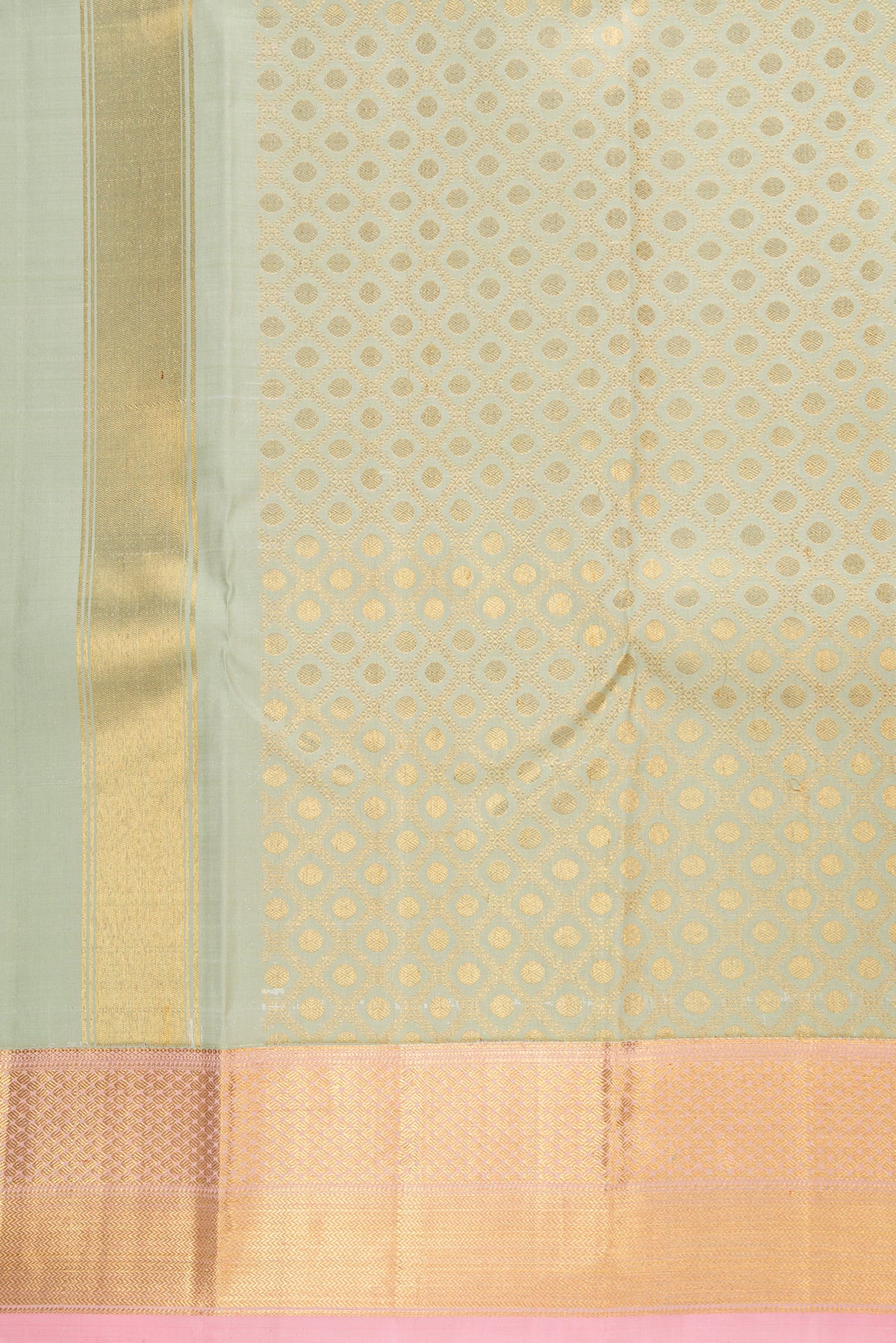 Pista Green Silk Dhoti With Angavastram (9X 5) Muzham with Zari Brocade on the body and Zari Border