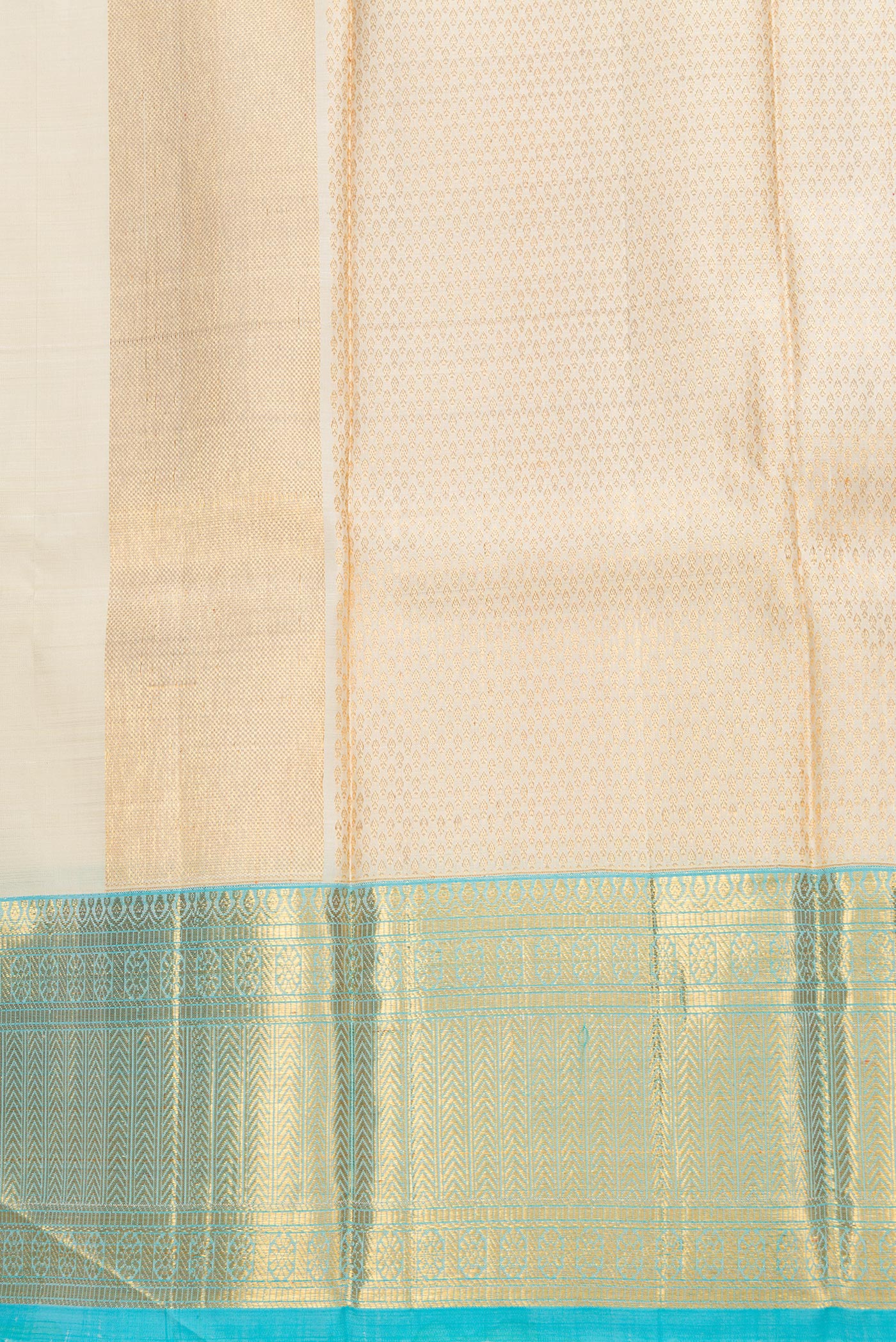 Gold Silk Dhoti With Angavastram (8X4) Muzham with Zari Brocade on the body and Zari Border