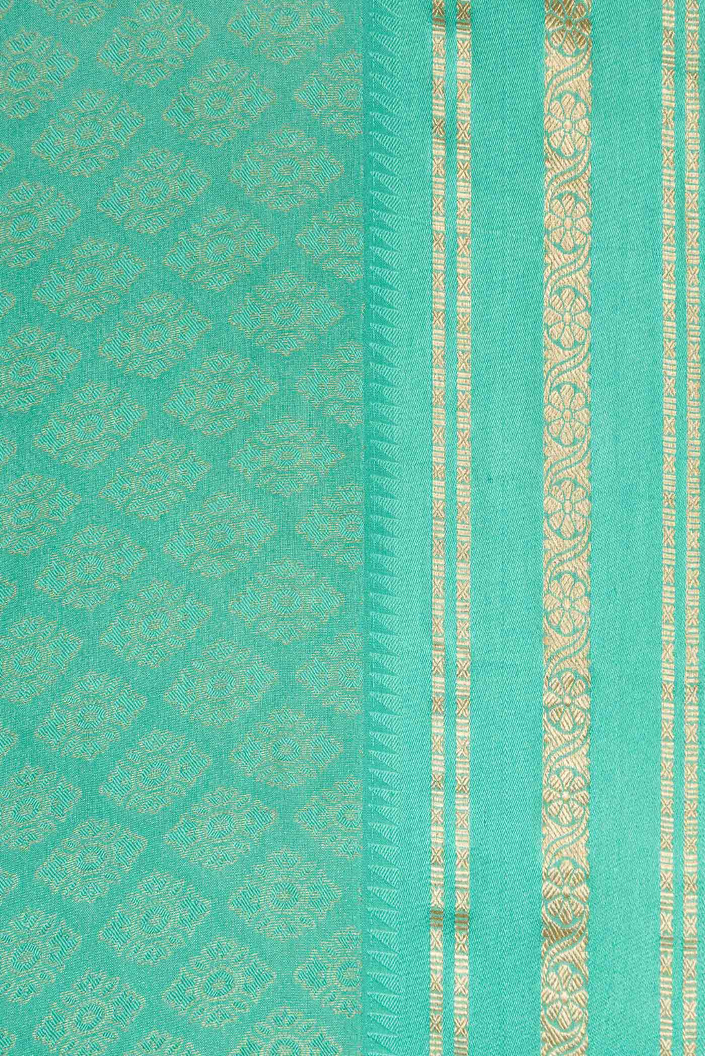 Border image of Sea Green Dual Tone Banarasi Georgette Saree with Zari Brocade on the body and Zari Border. 