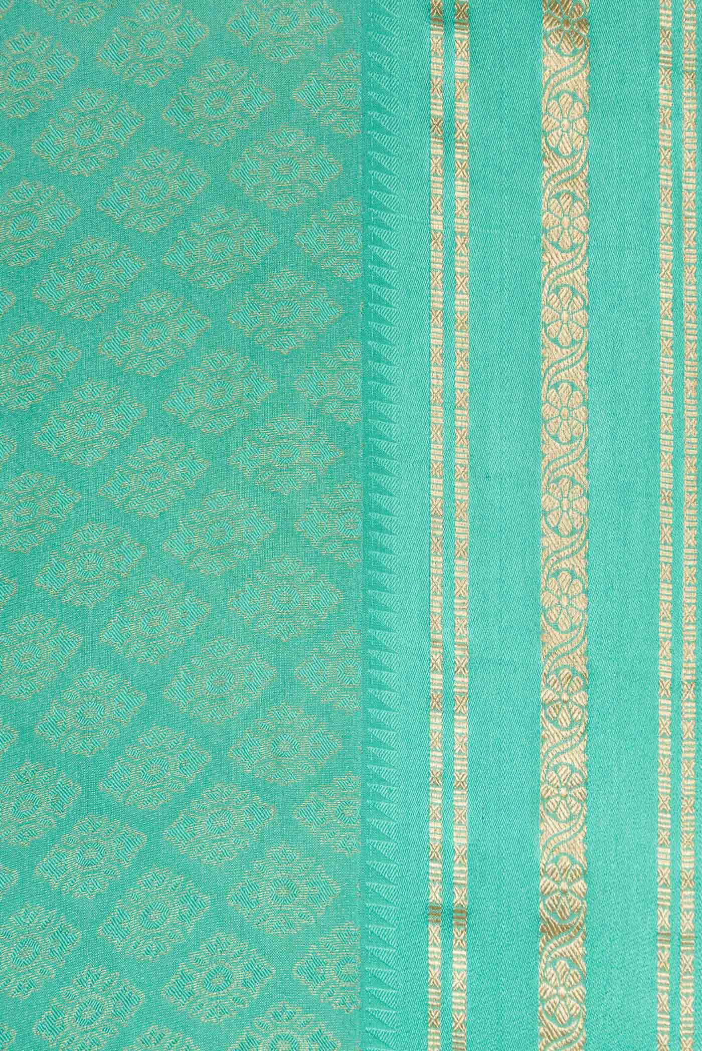 Border image of Sea Green Dual Tone Banarasi Georgette Saree with Zari Brocade on the body and Zari Border. 