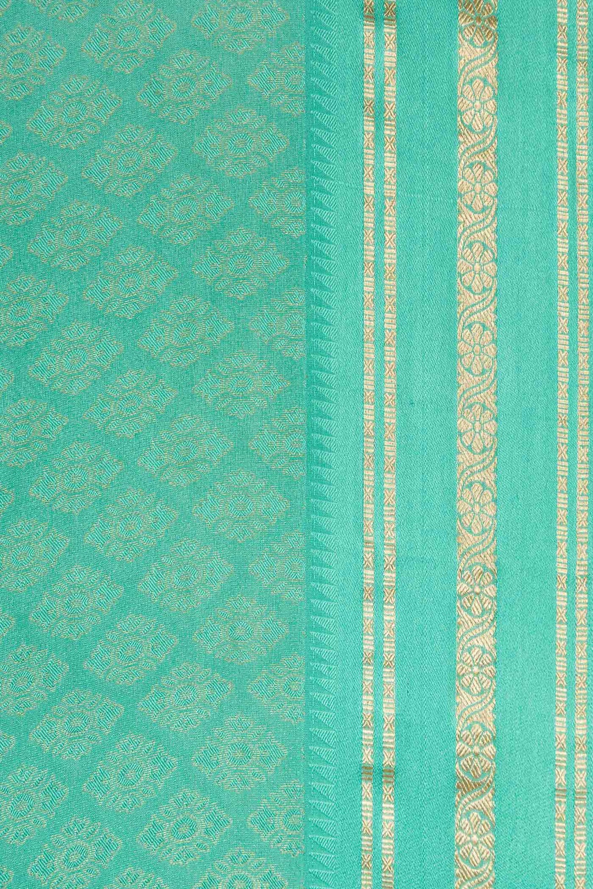 Border image of Sea Green Dual Tone Banarasi Georgette Saree with Zari Brocade on the body and Zari Border. 