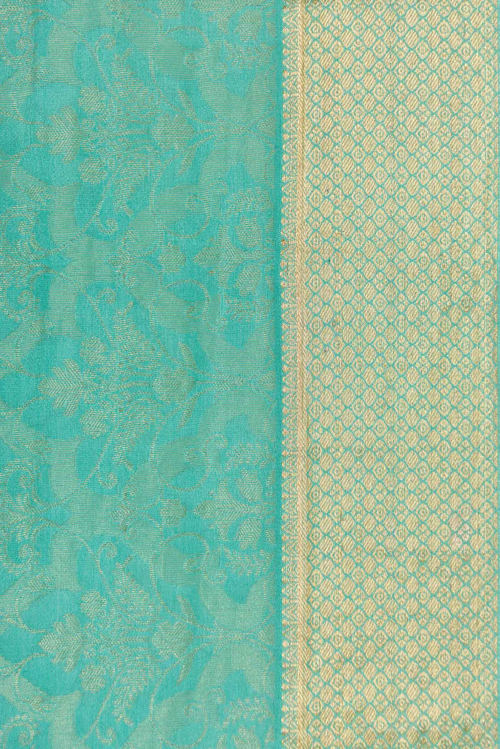 Border image of Sky Blue Dual Tone Banarasi Georgette Saree with Zari Brocade on the body and Zari Border. 