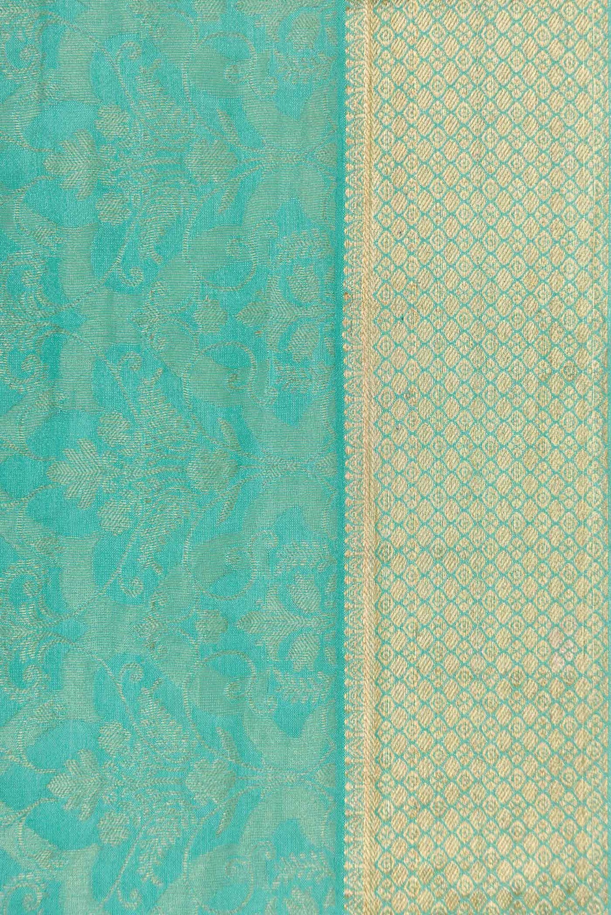 Border image of Sky Blue Dual Tone Banarasi Georgette Saree with Zari Brocade on the body and Zari Border. 